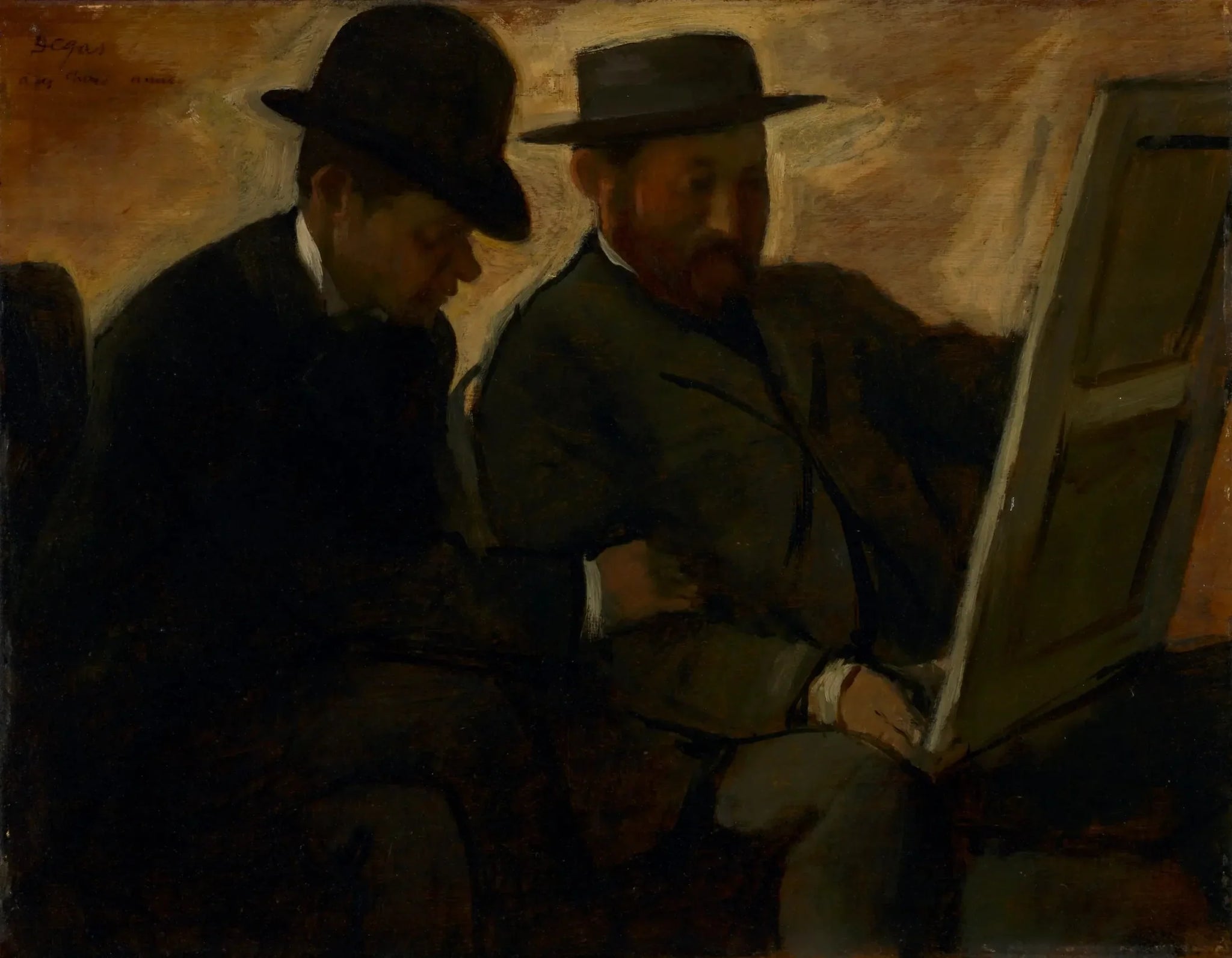 Paul Lafond et Alphonse Cherfils examinant un tableau - Edgar Degas image 1 reproduction artisanale de tableau