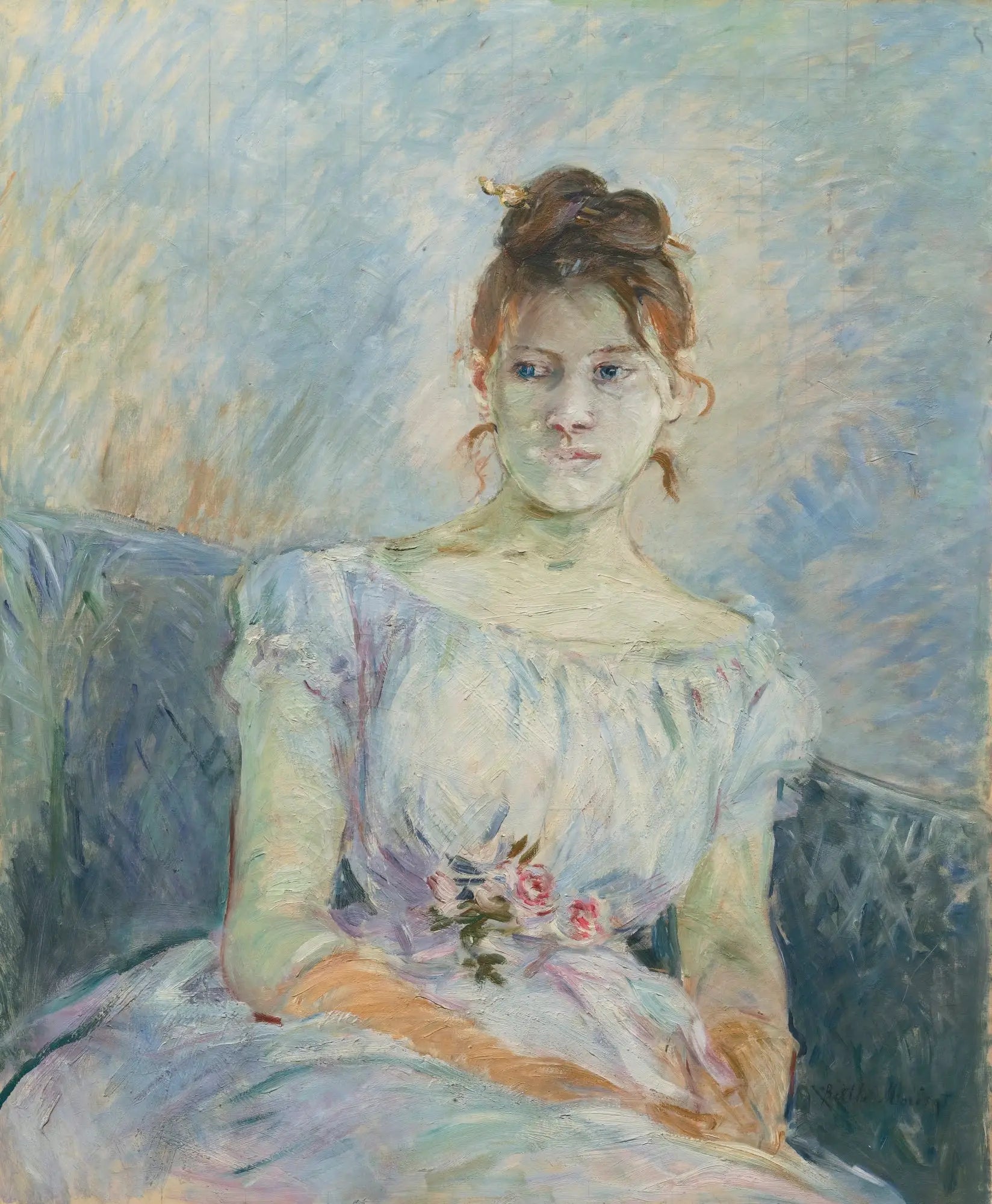 Paule Gobillard en robe de bal - Berthe Morisot image 1 copie de tableau peinte à la main