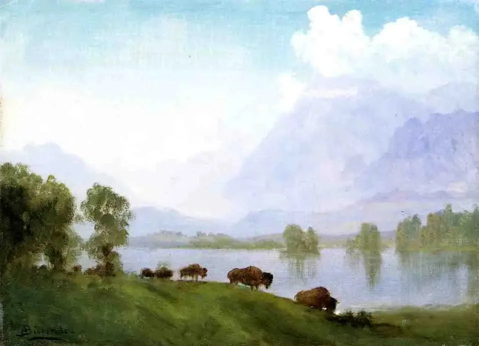 Pays des bisons - Albert Bierstadt image 1 reproduction réalisée par Alpha Reproduction
