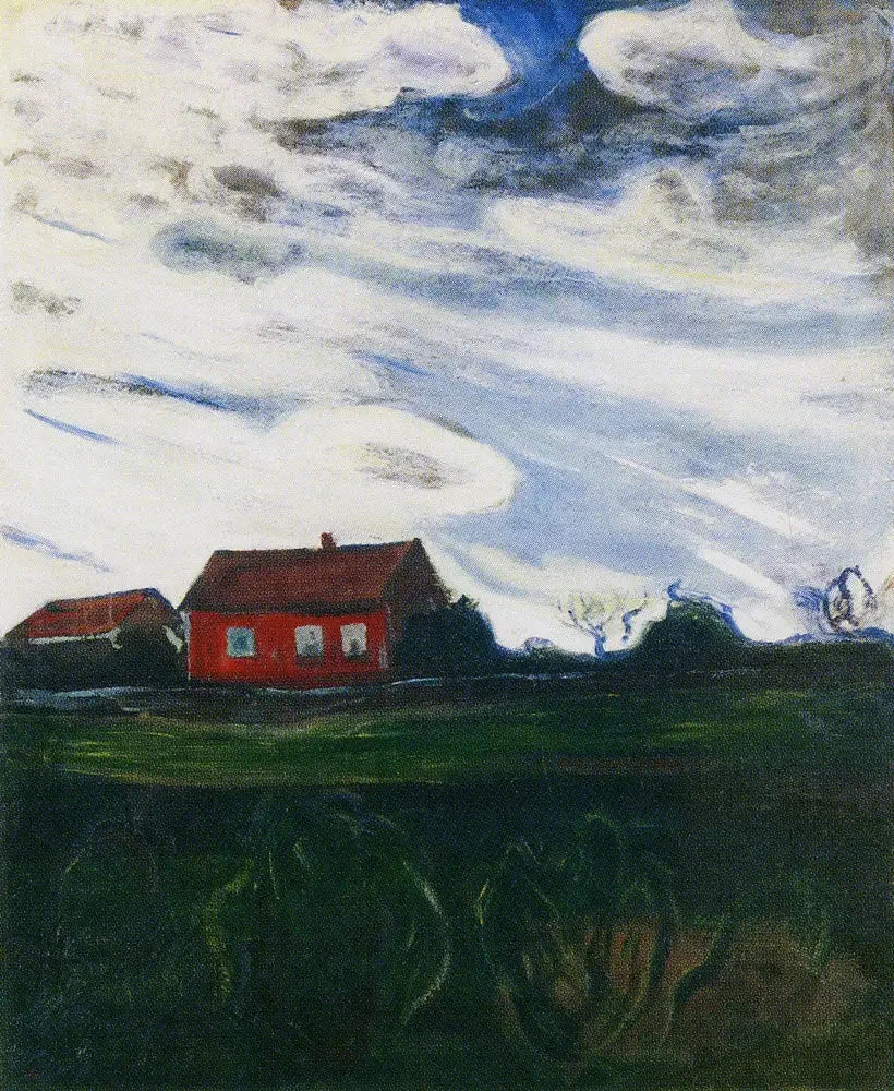 Paysage à la maison rouge - Edvard Munch image 1 reproduction d’œuvre d’art à l’huile