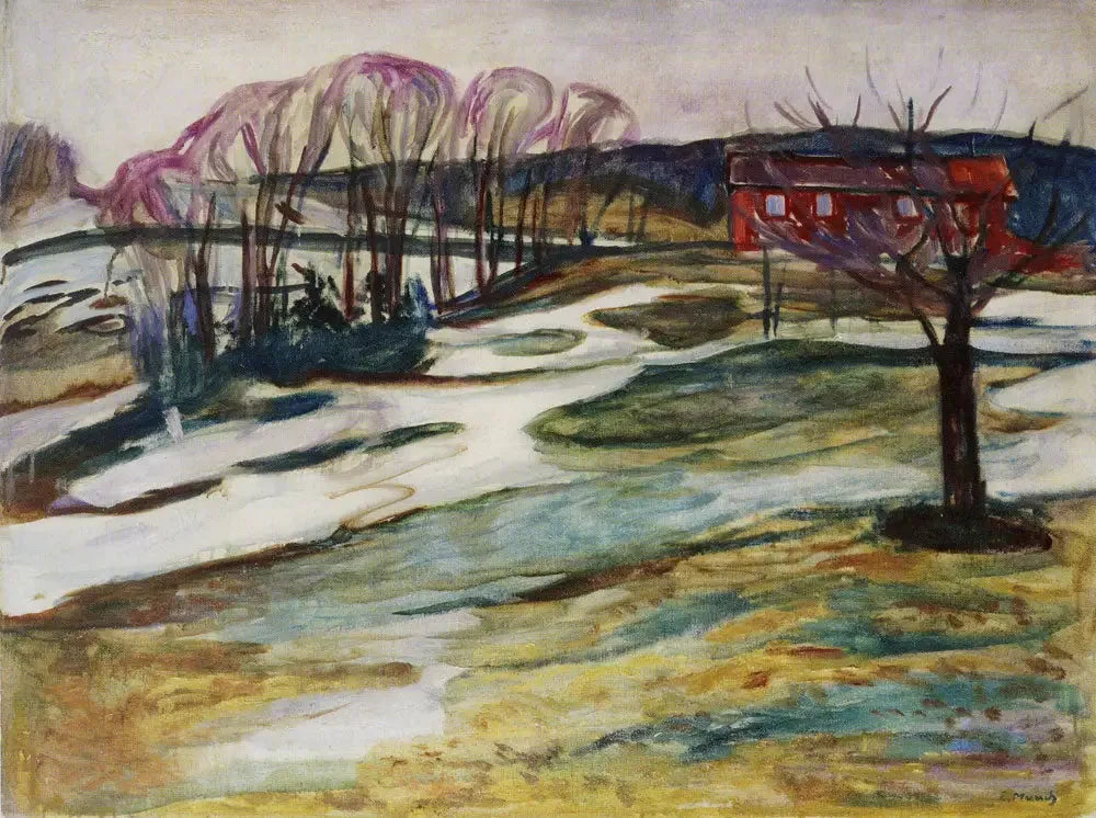 Paysage à la maison rouge - Edvard Munch image 1 reproduction artisanale de tableau