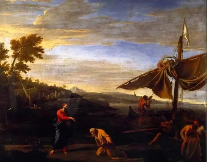 Paysage à la vocation de Saint Pierre - Philippe de Champaigne image 1 reproduction de peinture à l’huile