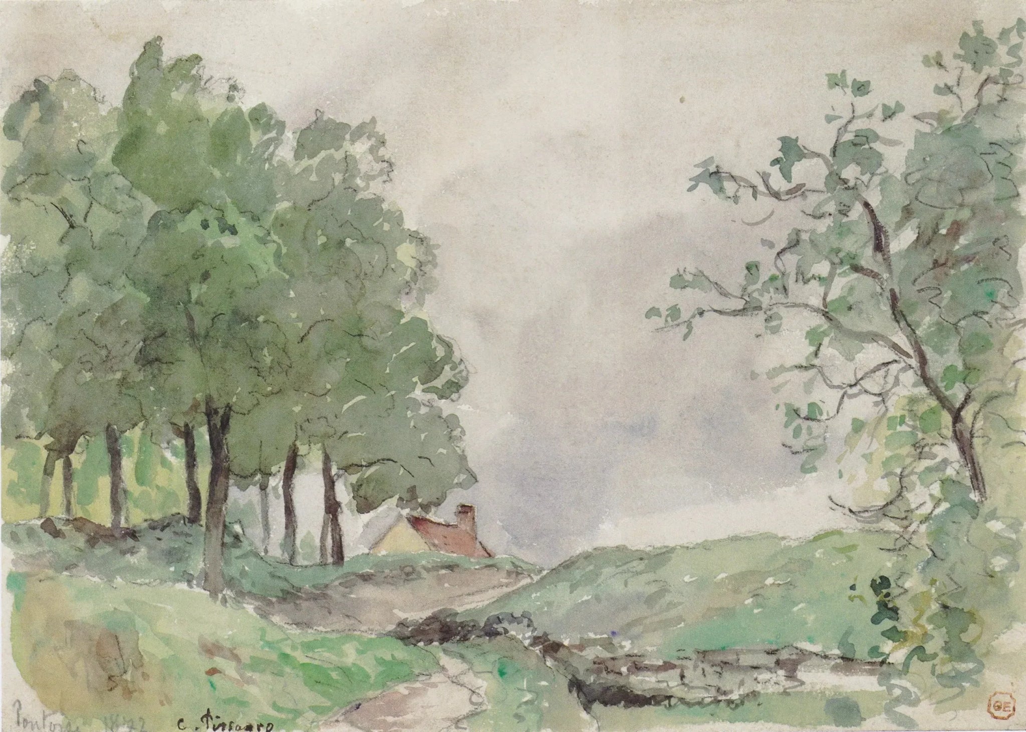 Paysage à Pontoise - Camille Pissarro image 1 copie de tableau peinte à la main