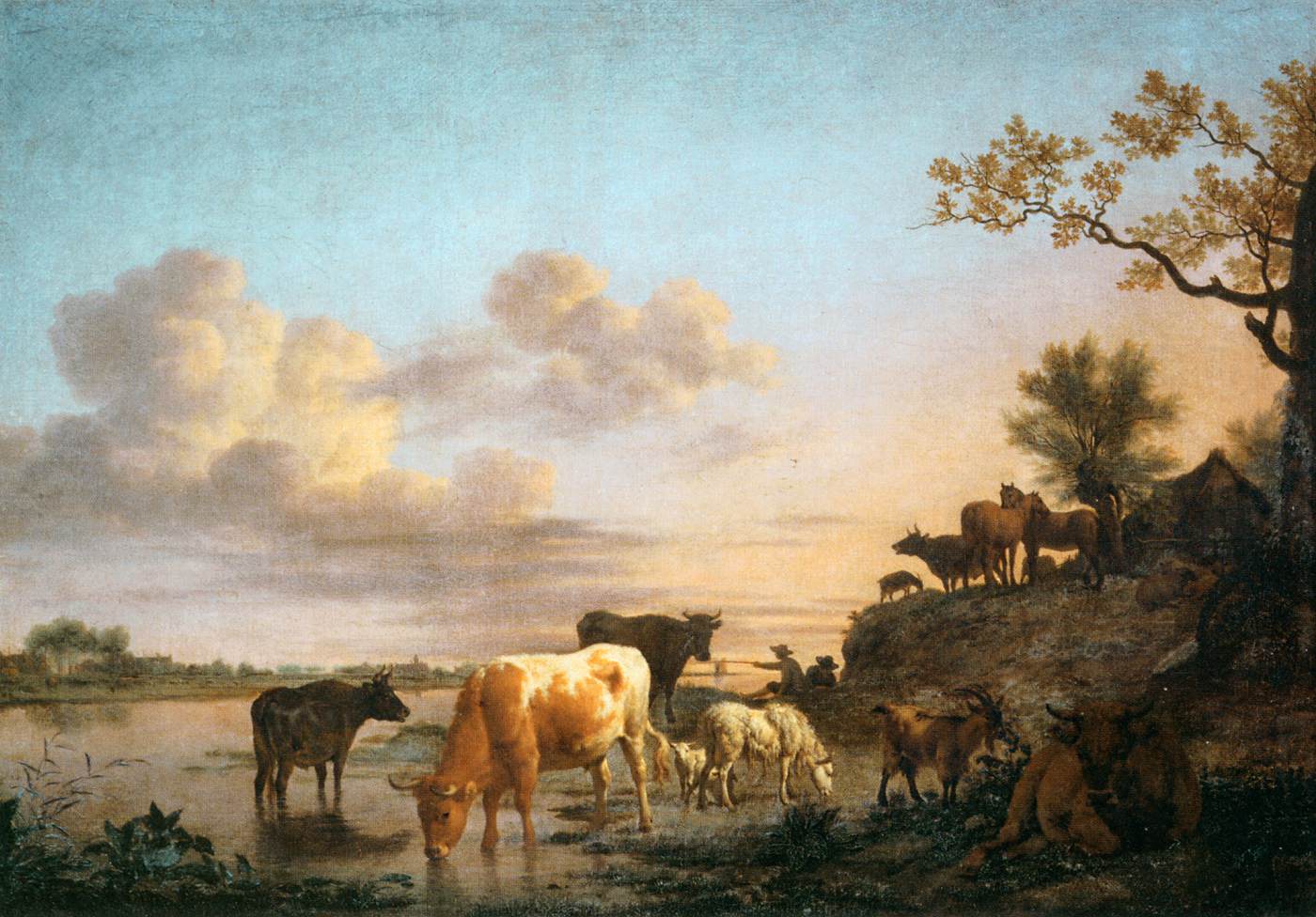 Paysage : animaux à la rivière - Adriaen van de Velde image 1 copie de tableau peinte à la main