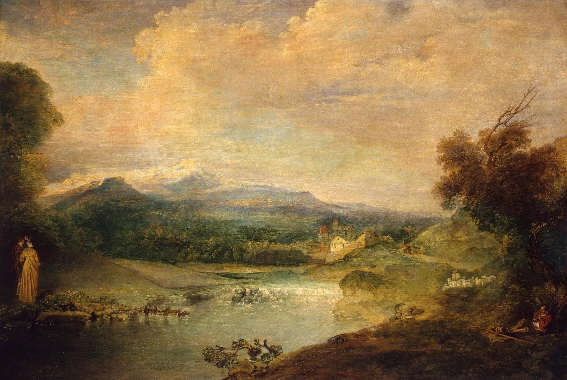Paysage - Antoine Watteau image 1 reproduction de peinture à l’huile