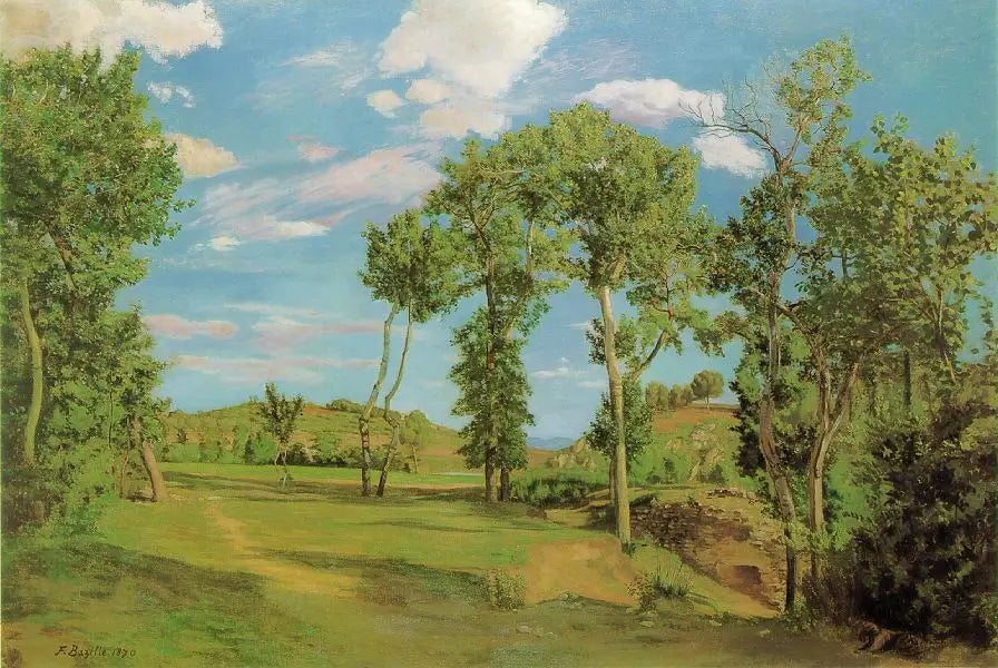 Paysage au bord du Lez - Frédéric Bazille image 1 copie de tableau peinte à la main
