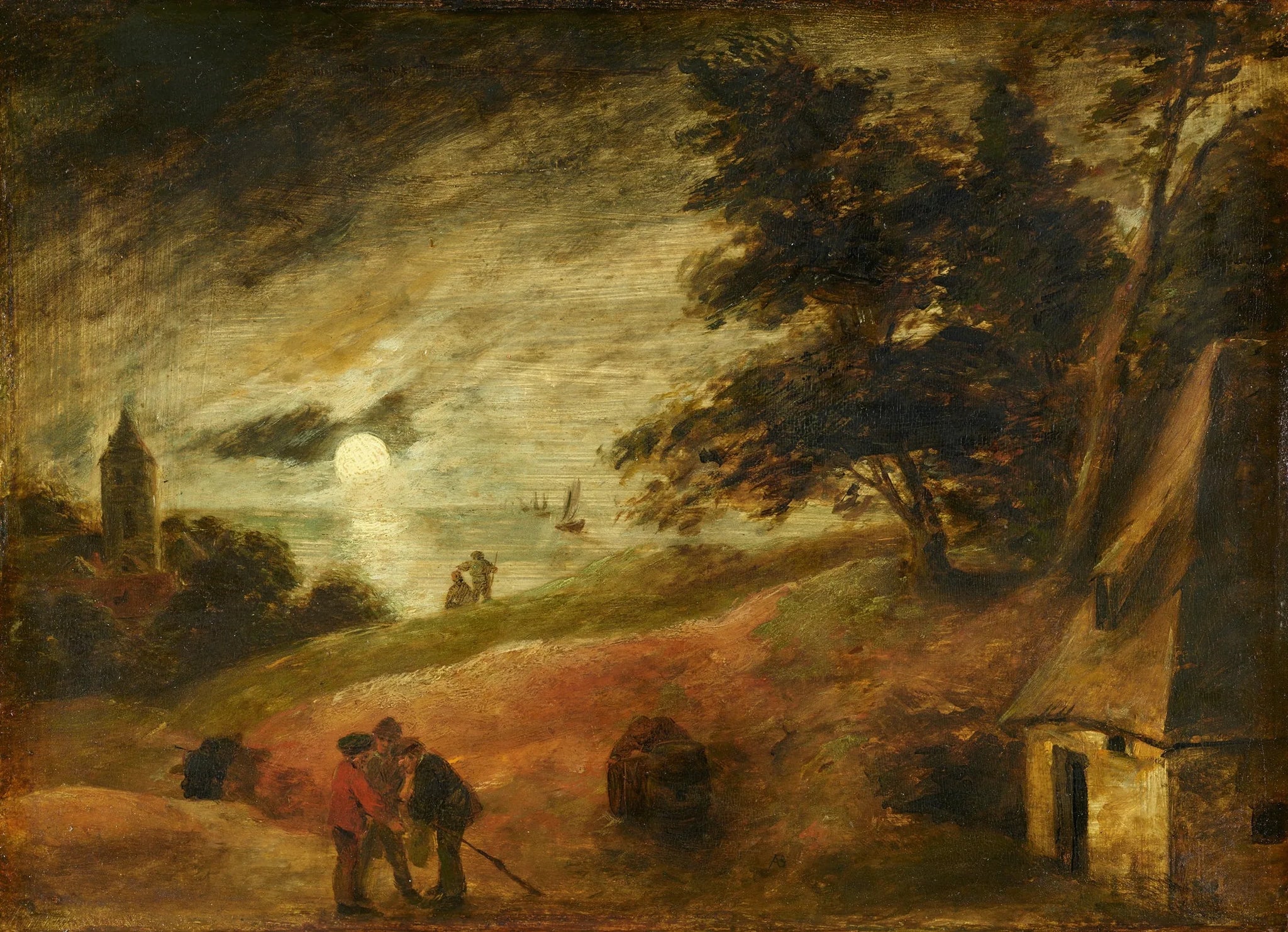 Paysage au clair de lune - Adriaen Brouwer image 1 reproduction d’œuvre d’art à l’huile