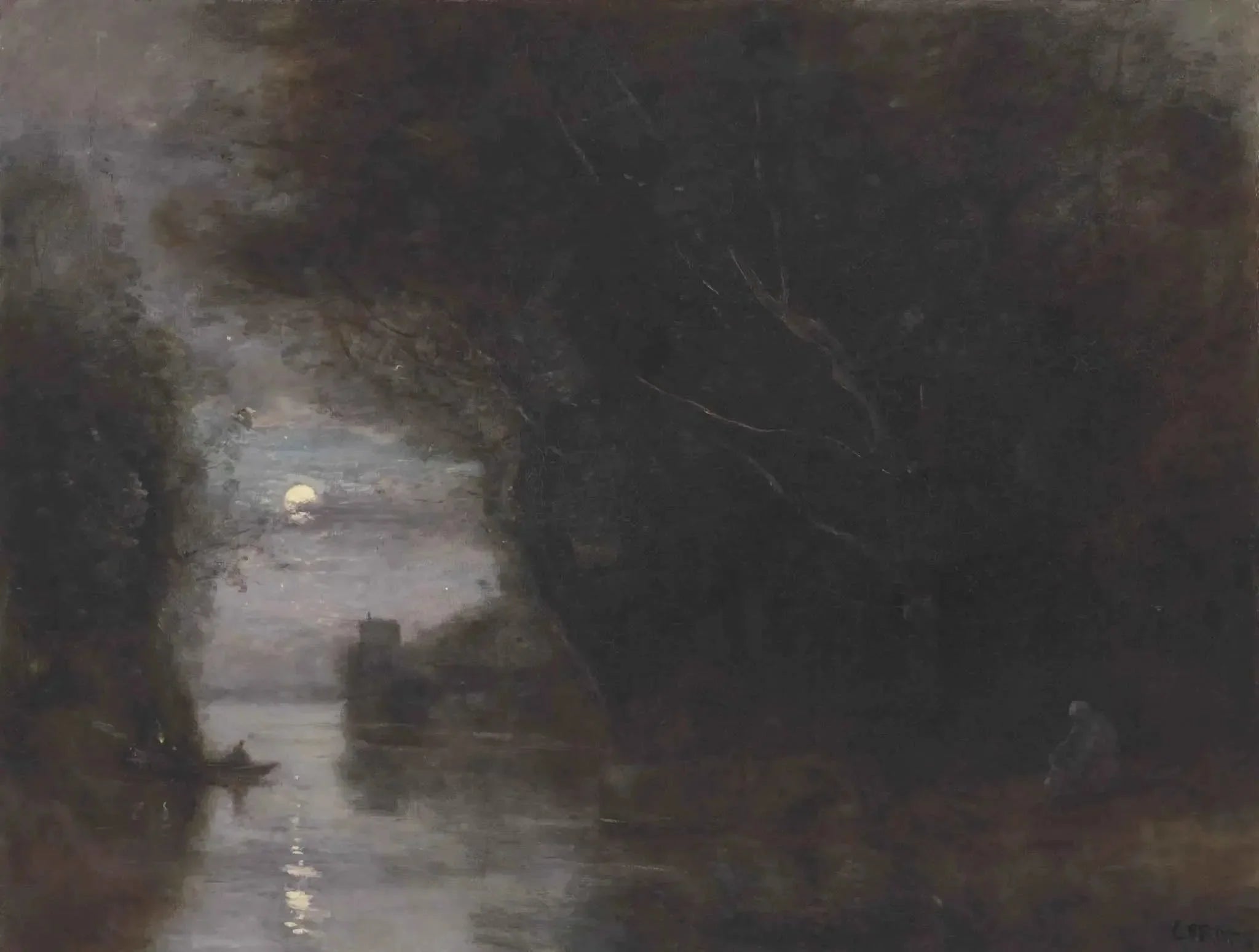Paysage au clair de lune - Jean-Baptiste Camille Corot image 1 tableau peint à l’huile sur toile