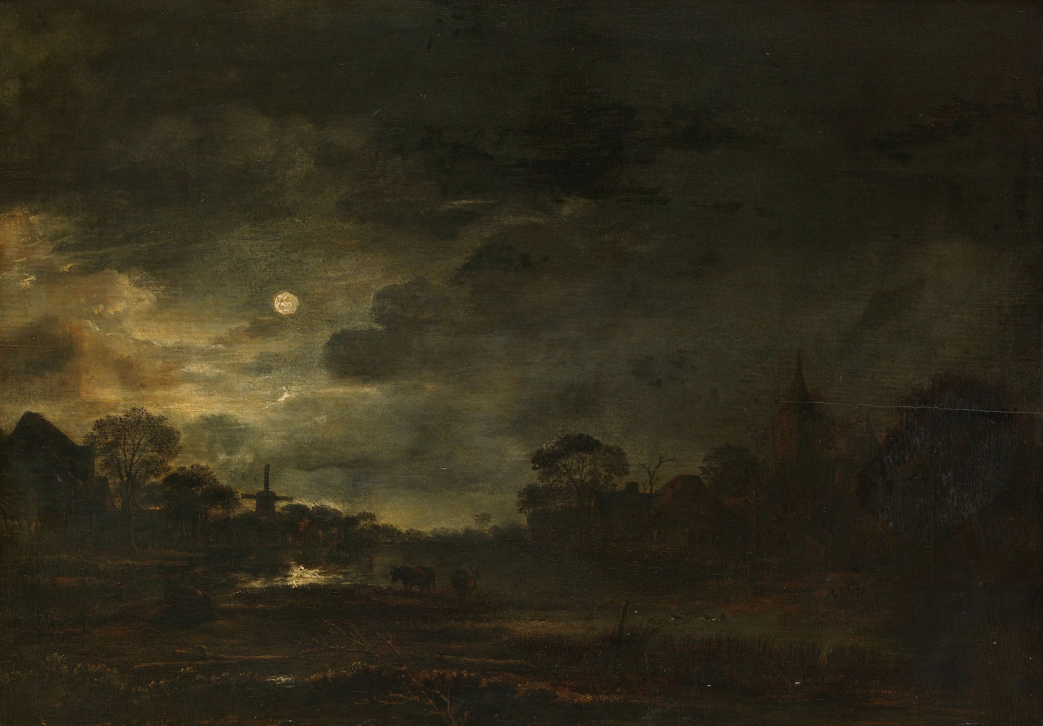 Paysage au clair de lune - Aernout van der Neer