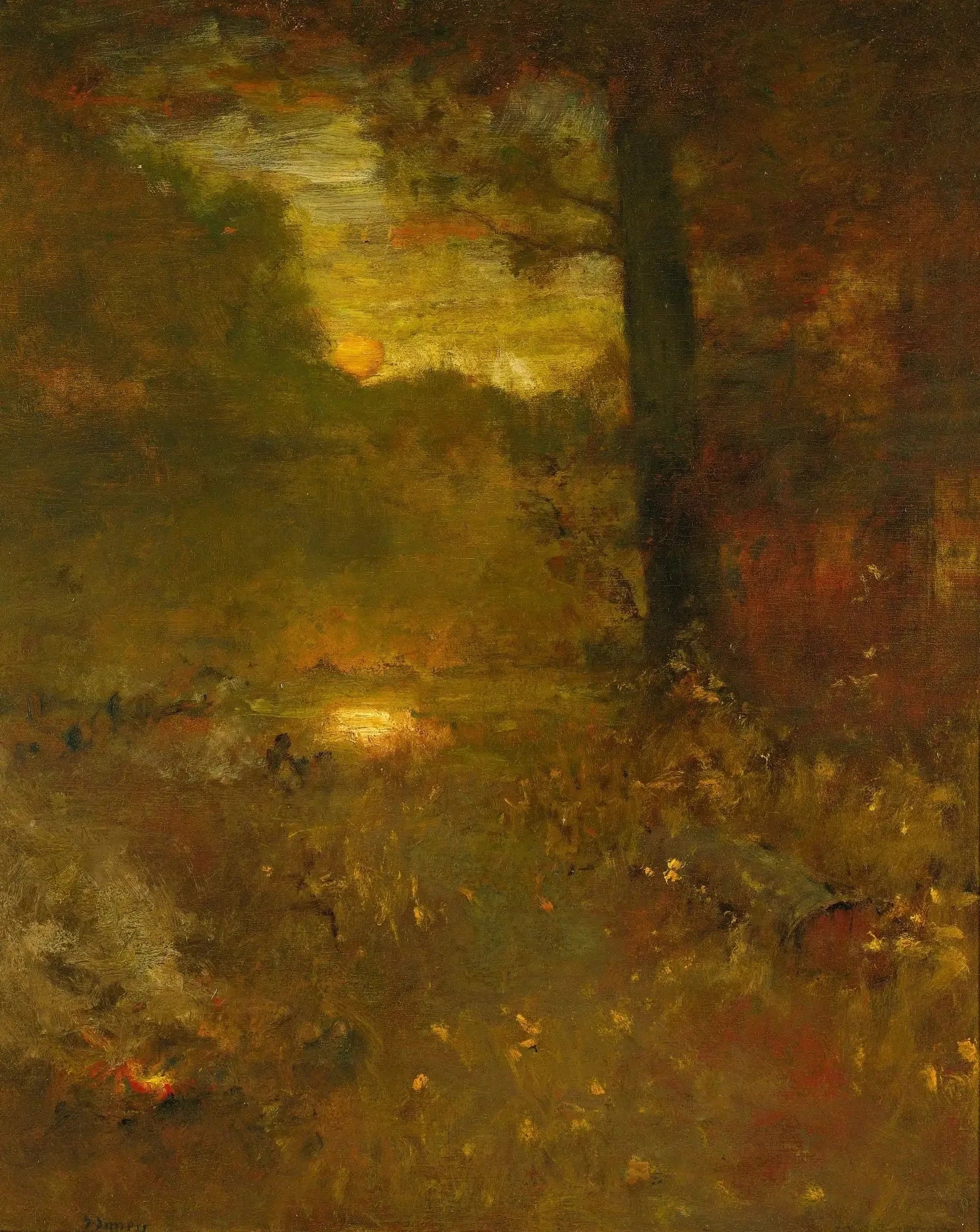 Paysage au coucher du soleil; La fin du jour - George Inness image 1 reproduction de peinture à l’huile