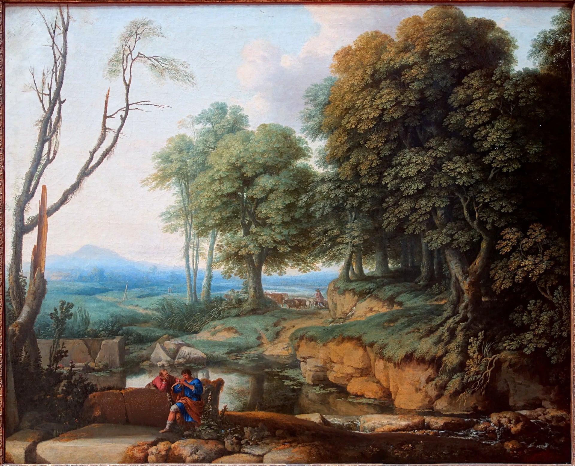 Paysage au joueur de flûte - Laurent de La Hyre image 1 reproduction de peinture à l’huile