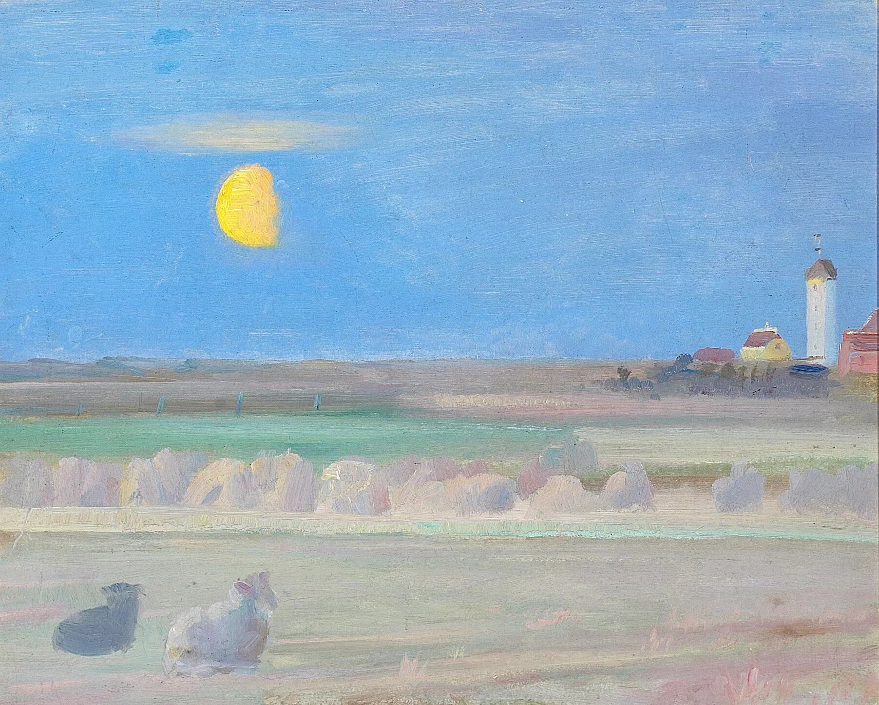 Paysage au phare blanc de Skagen. - Michael Peter Ancher image 1 copie de tableau peinte à la main