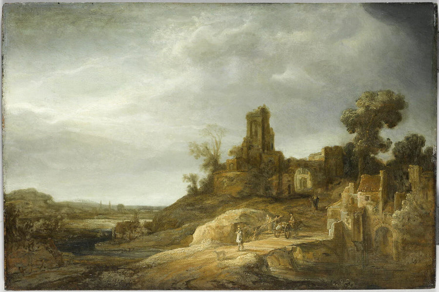 Paysage au pont et aux ruines - Govert Flinck