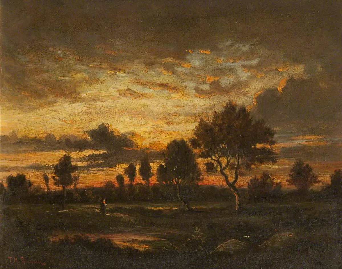 Paysage au soleil couchant - Théodore Rousseau image 1 reproduction réalisée par Alpha Reproduction