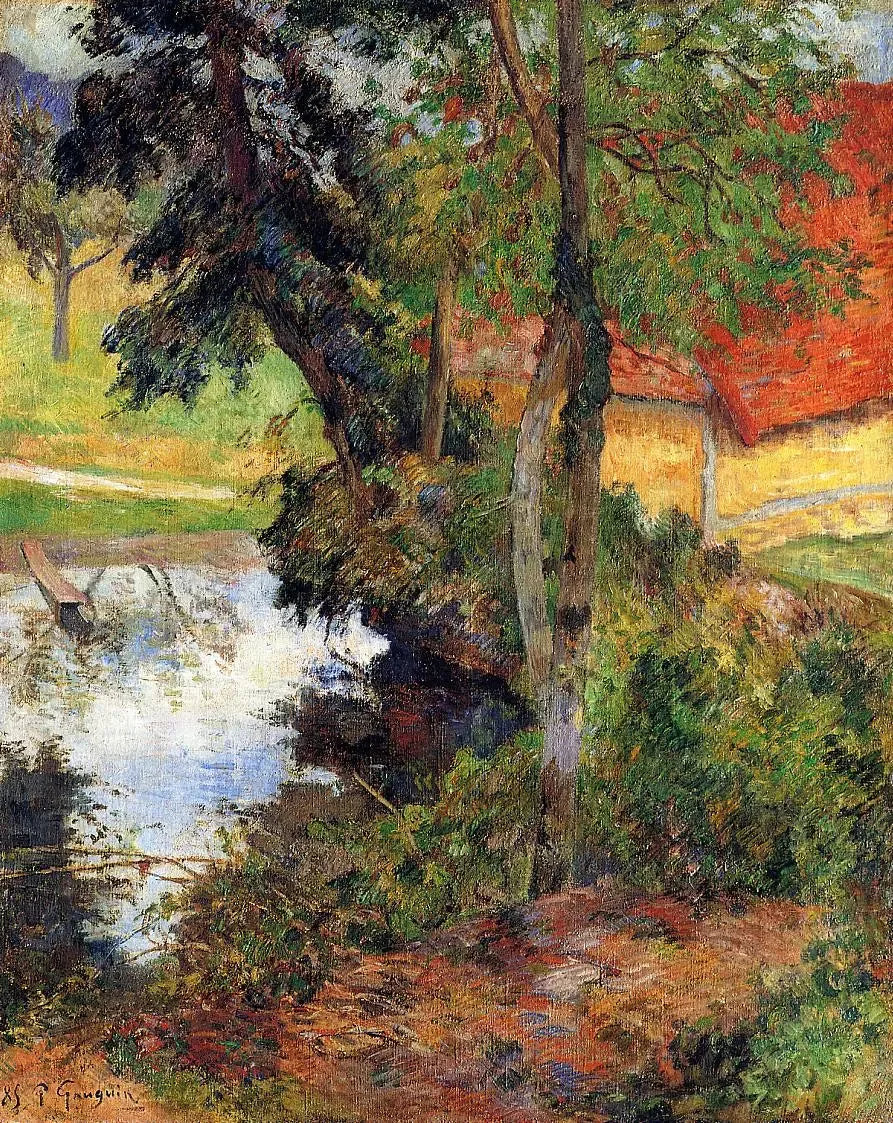 Paysage au toit rouge - Paul Gauguin
