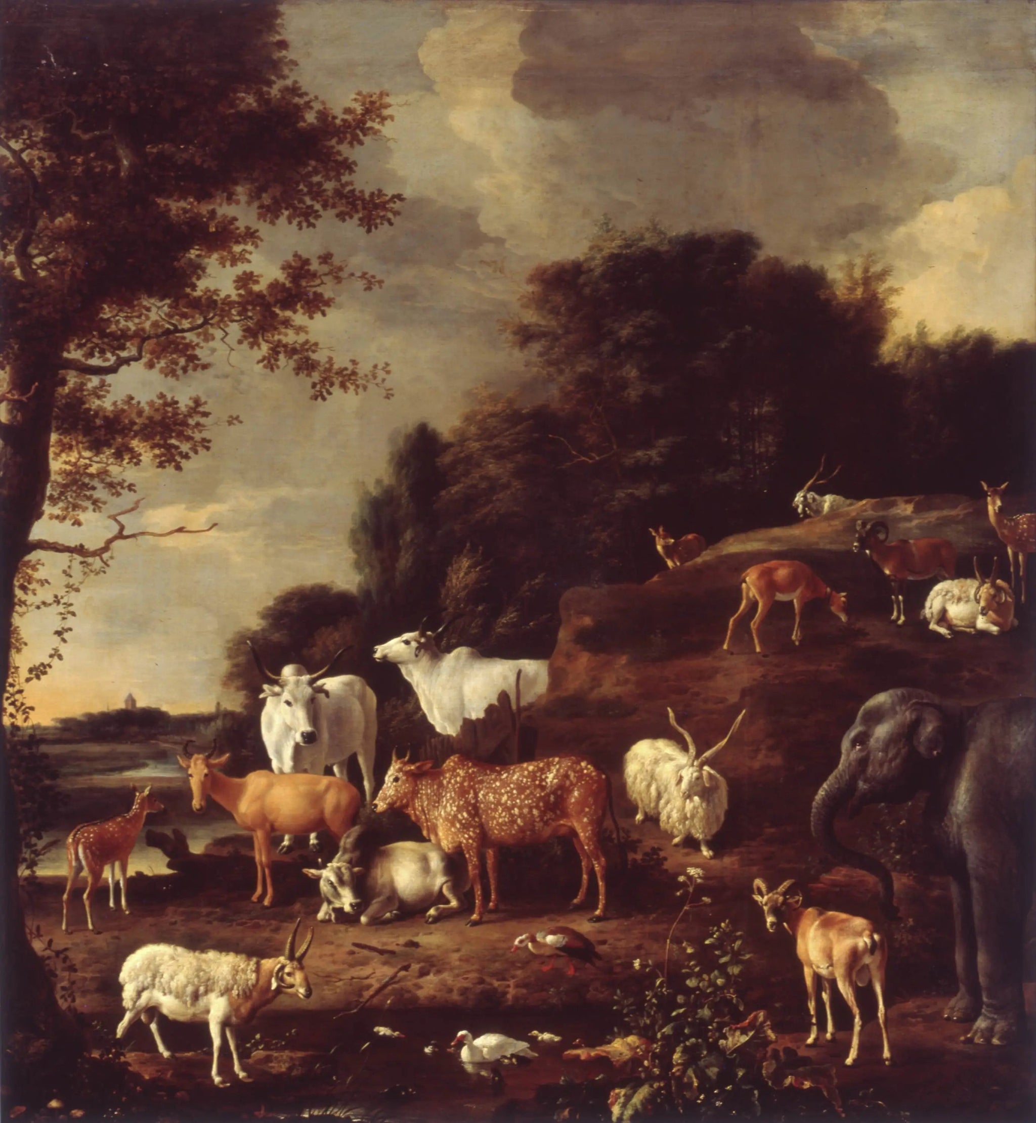 Paysage aux animaux exotiques - Melchior de Hondecoeter image 1 reproduction artisanale de tableau