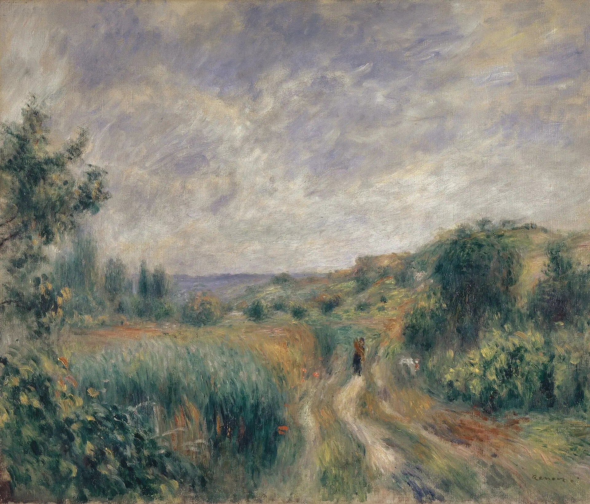 Paysage aux environs d'Essoyes - Pierre-Auguste Renoir image 1 reproduction de peinture à l’huile