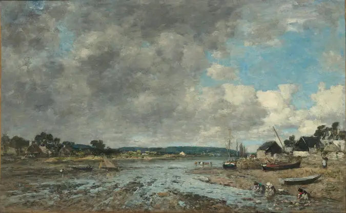 Paysage aux lavandières - Eugène Boudin image 1 copie peinte à la main à l’huile