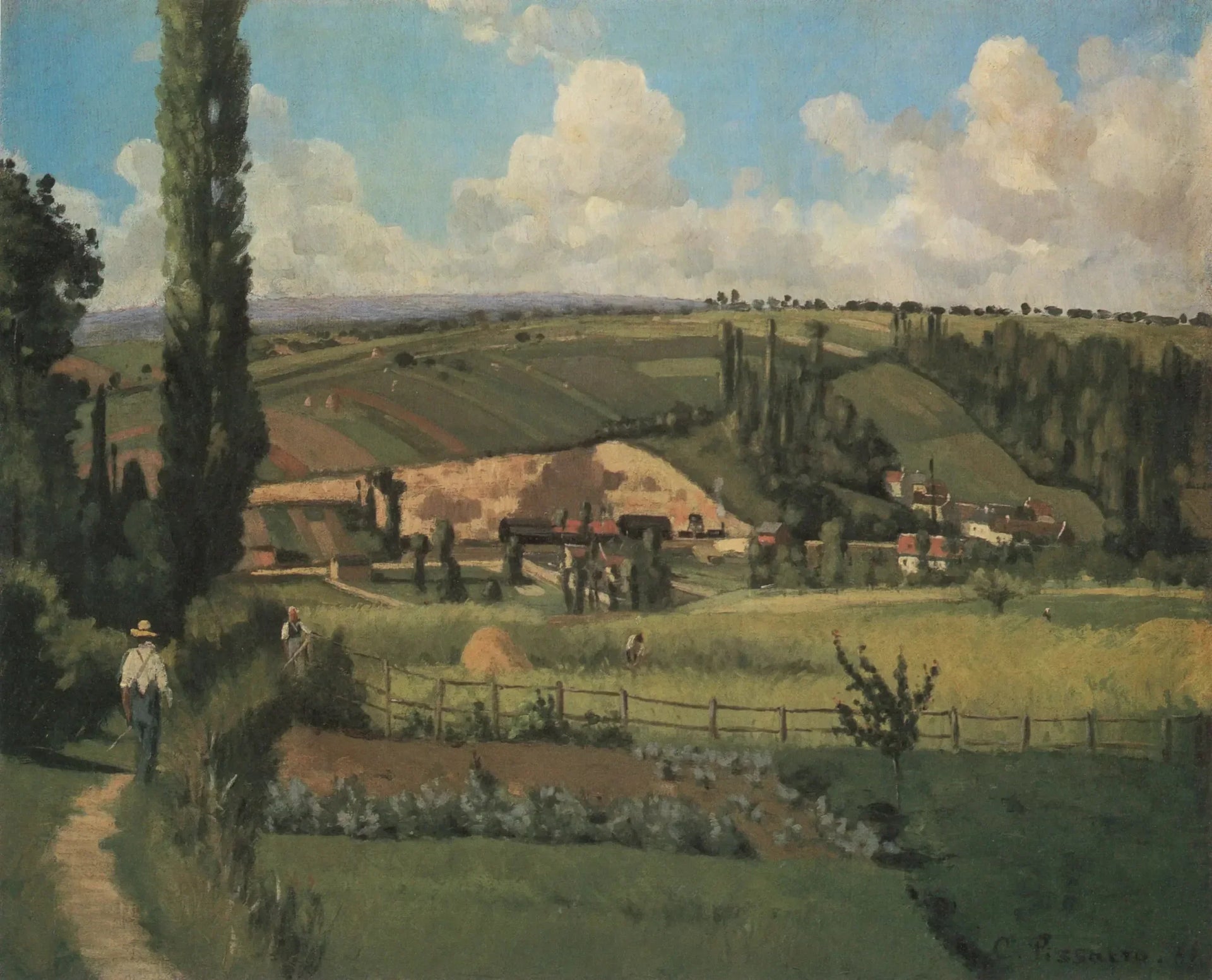 Paysage aux Pâtis, Pontoise - Camille Pissarro image 1 copie peinte à la main à l’huile