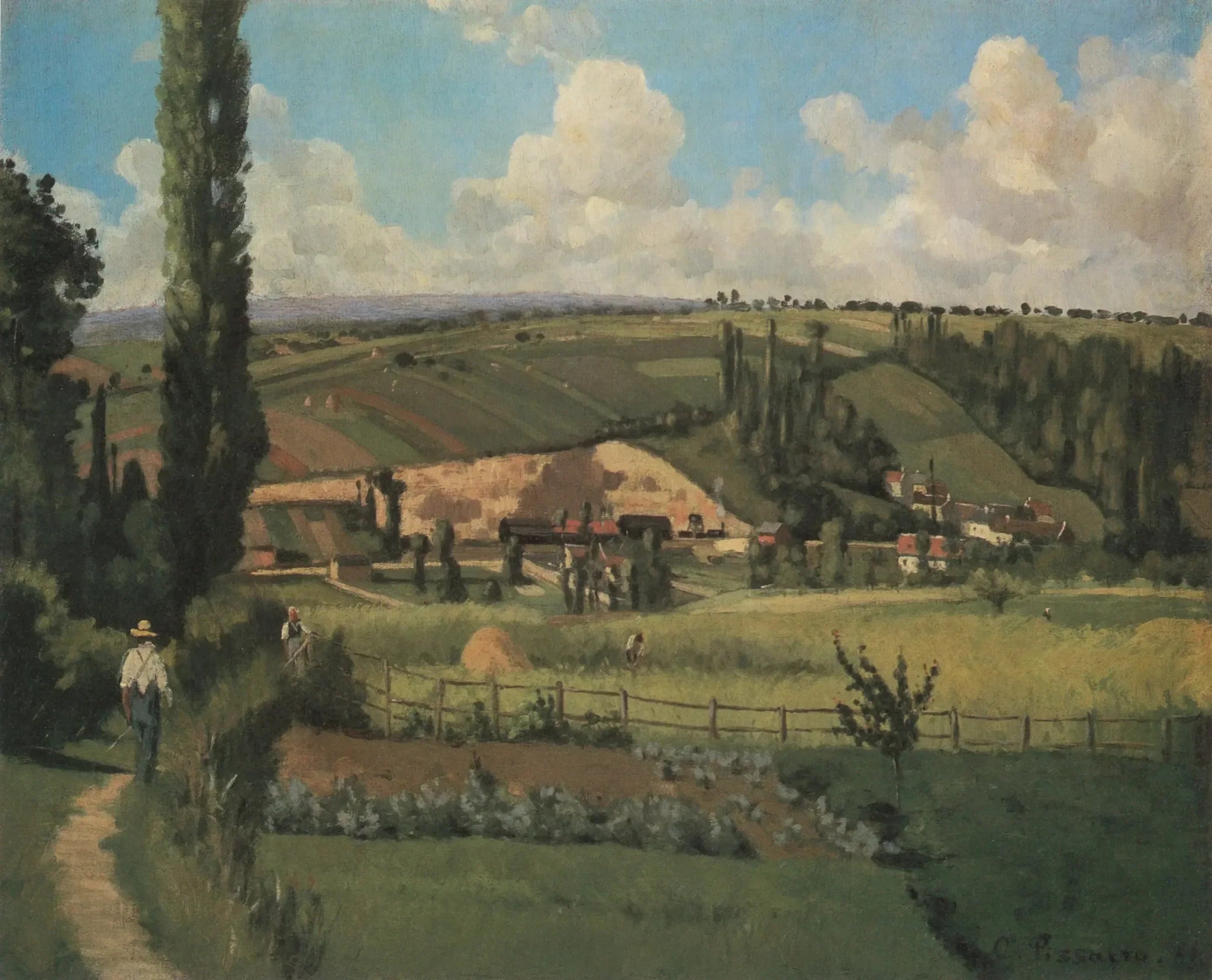 Paysage aux Pâtis, Pontoise - Camille Pissarro image 1 copie peinte à la main à l’huile