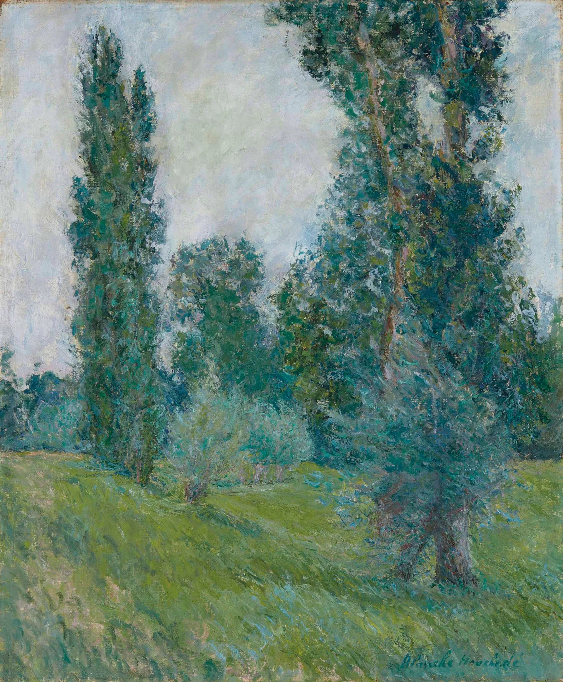 Paysage aux peupliers à Giverny - Blanche Hoschedé Monet image 1 copie peinte à la main à l’huile