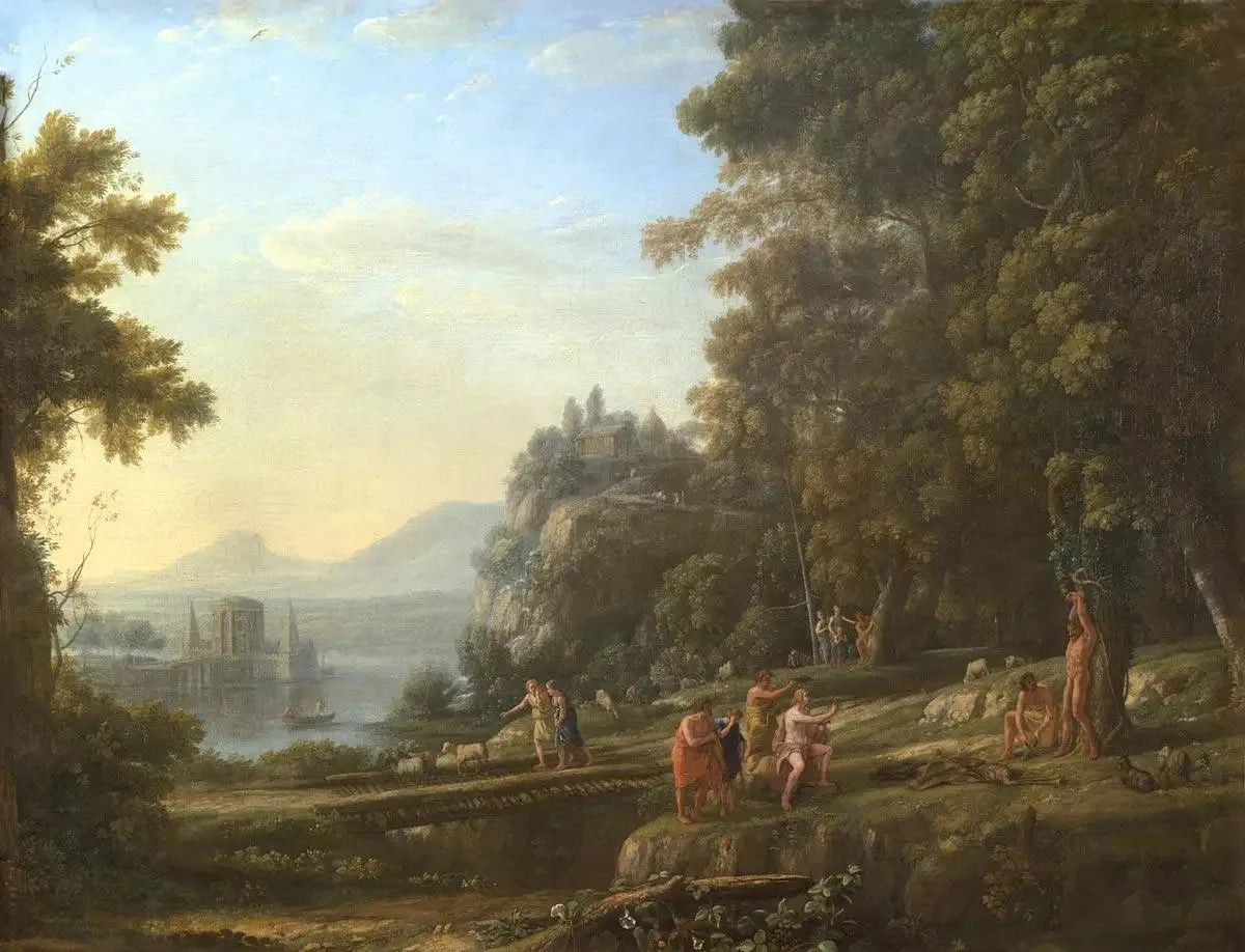 Paysage avec Apollon et Marsyas - Claude Lorrain image 1 copie de tableau peinte à la main