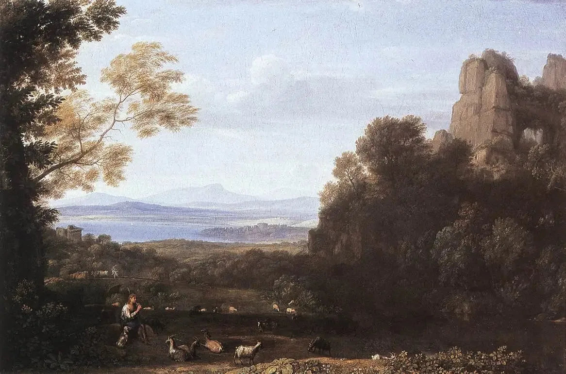 Paysage avec Apollon et Mercure - Claude Lorrain image 1 reproduction de peinture à l’huile