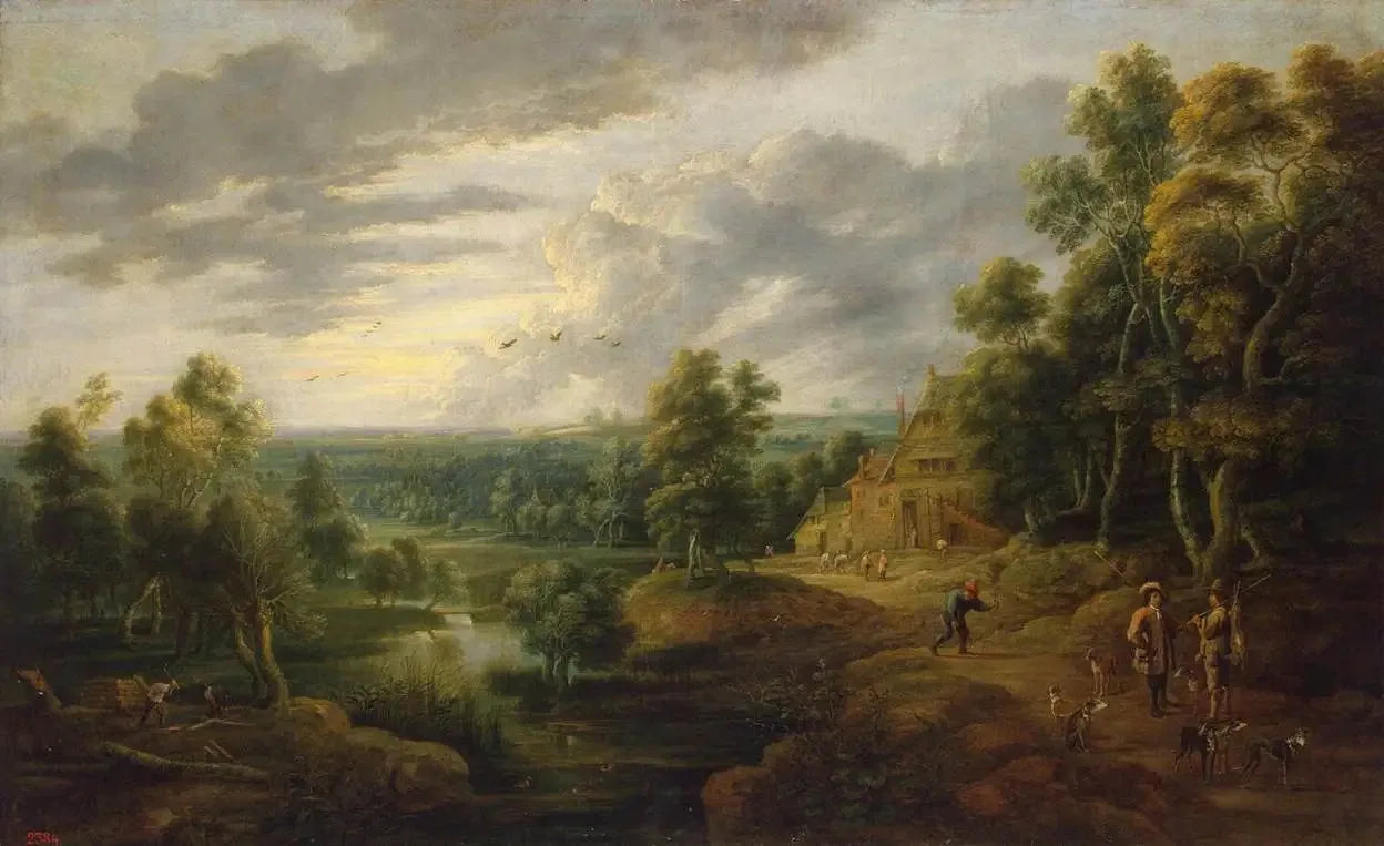 Paysage avec arbre au bord d'une rivière - David Teniers le Jeune image 1 reproduction d’œuvre d’art à l’huile