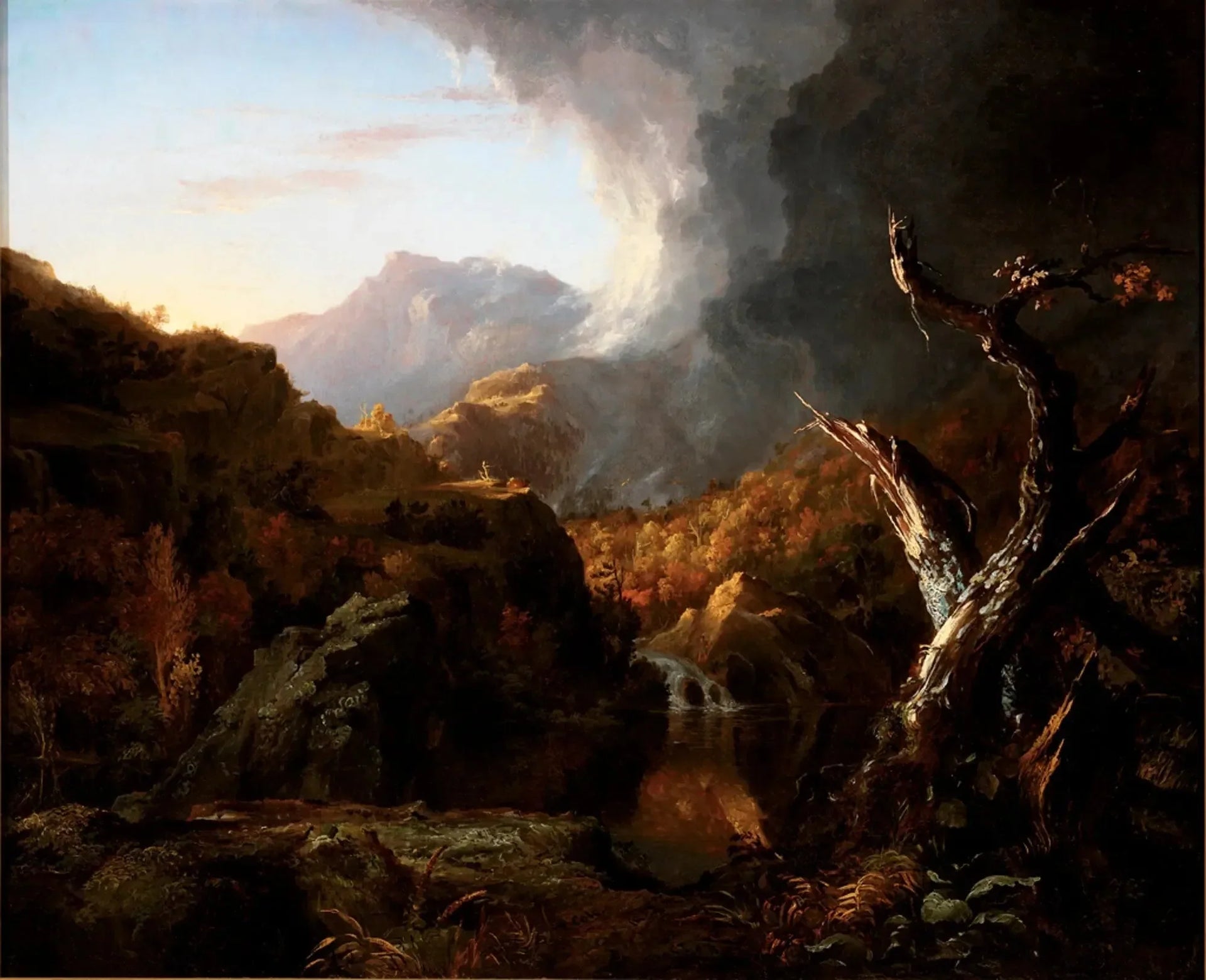 Paysage avec arbre mort - Thomas Cole image 1 copie peinte à la main à l’huile