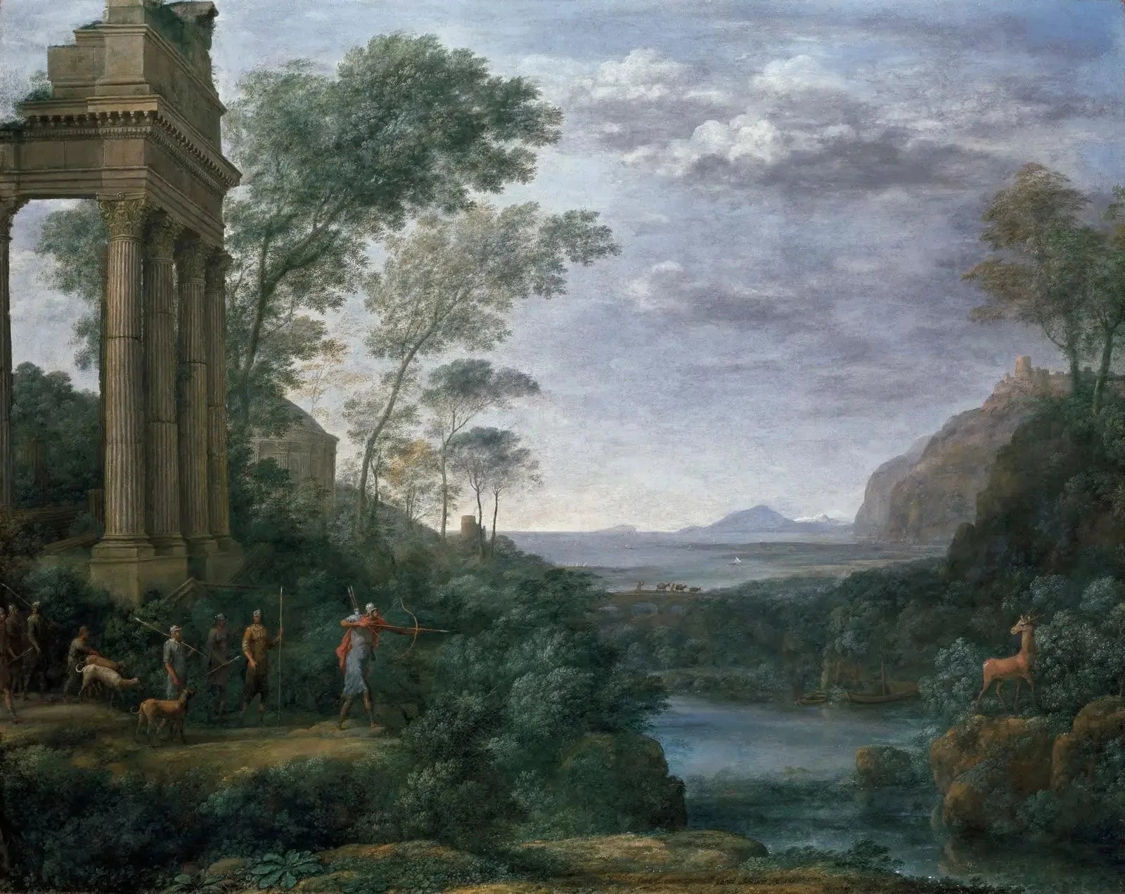 Paysage avec Ascagne abattant le cerf de Silvia - Claude Lorrain image 1 copie peinte à la main à l’huile