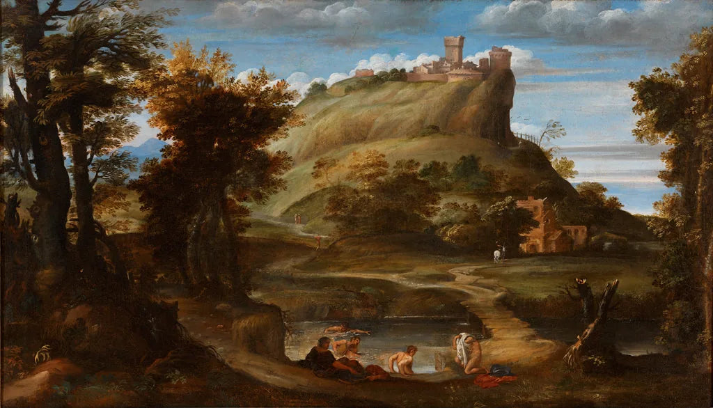 Paysage avec baigneurs - Domenichino image 1 tableau peint à l’huile sur toile