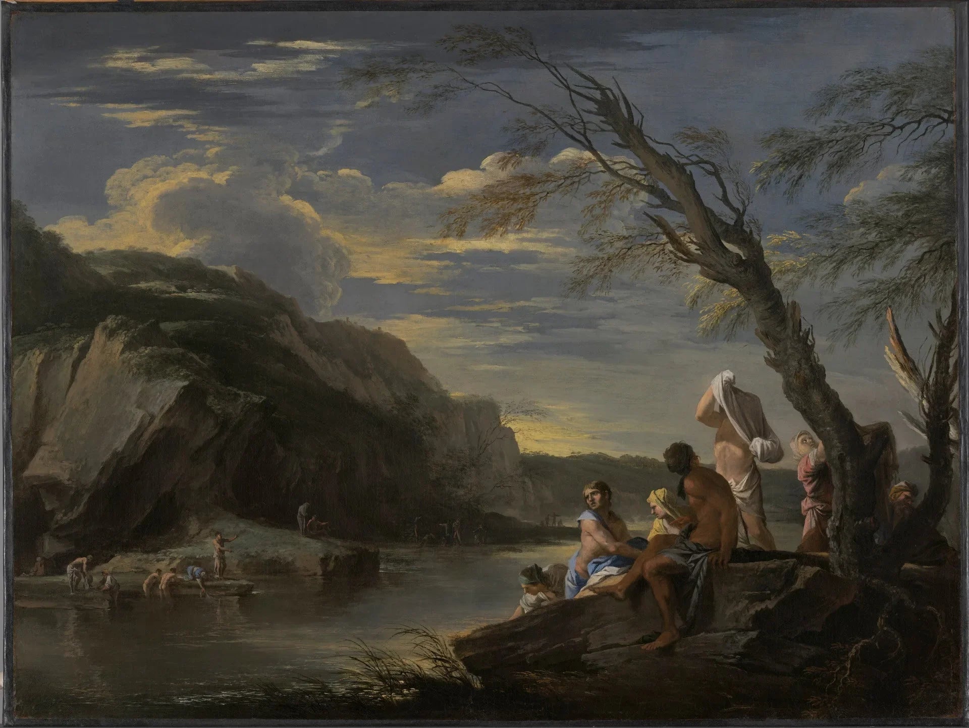 Paysage avec baigneuse - Salvator Rosa image 1 copie de tableau peinte à la main