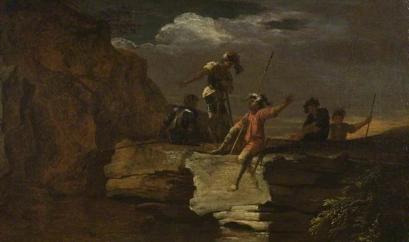 Paysage avec bandits (panneau 2 sur 2) - Salvator Rosa image 1 reproduction d’œuvre d’art à l’huile