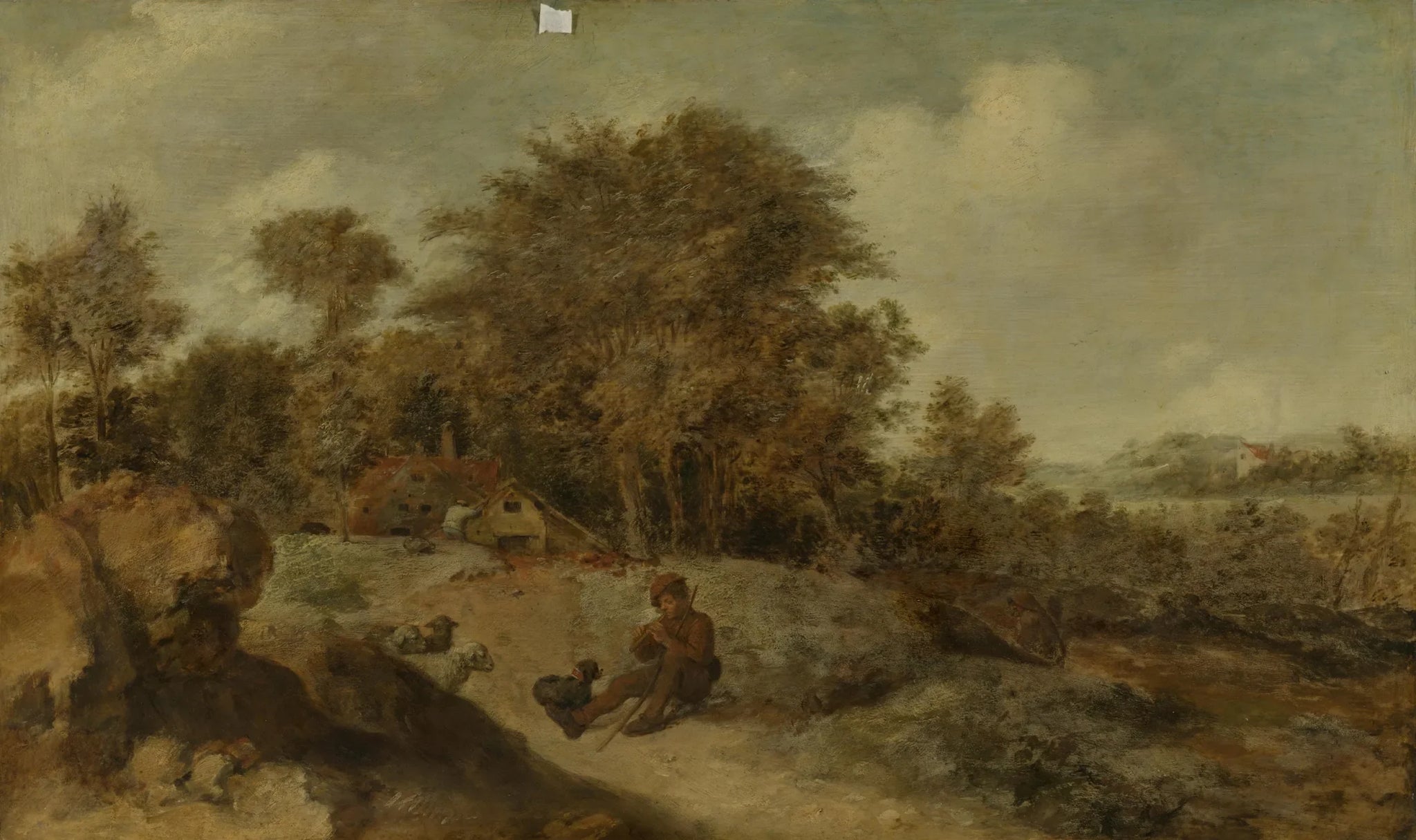 Paysage avec berger - Adriaen Brouwer image 1 reproduction artisanale de tableau