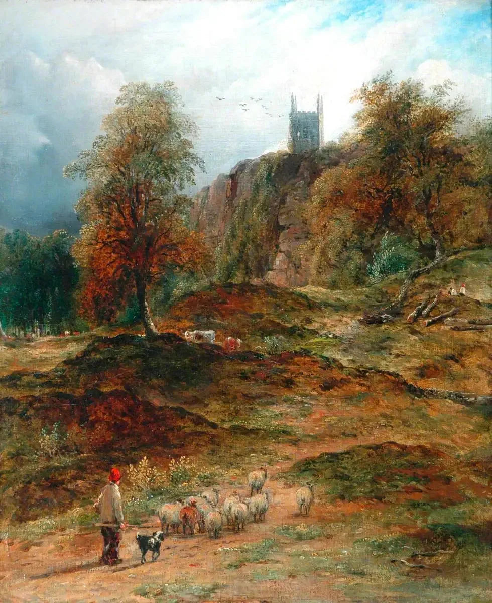Paysage avec berger ramenant le troupeau à la maison (Derbyshire) - John Constable image 1 reproduction d’œuvre d’art à l’huile