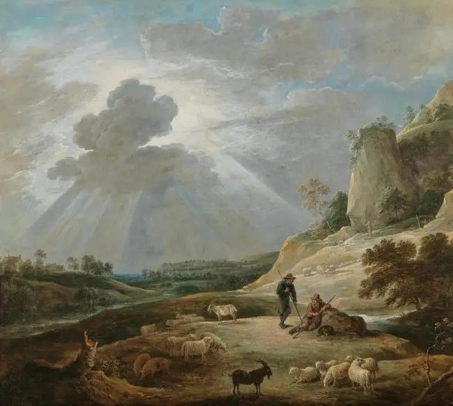 Paysage avec bergers et animaux - David Teniers le Jeune image 1 copie de tableau peinte à la main
