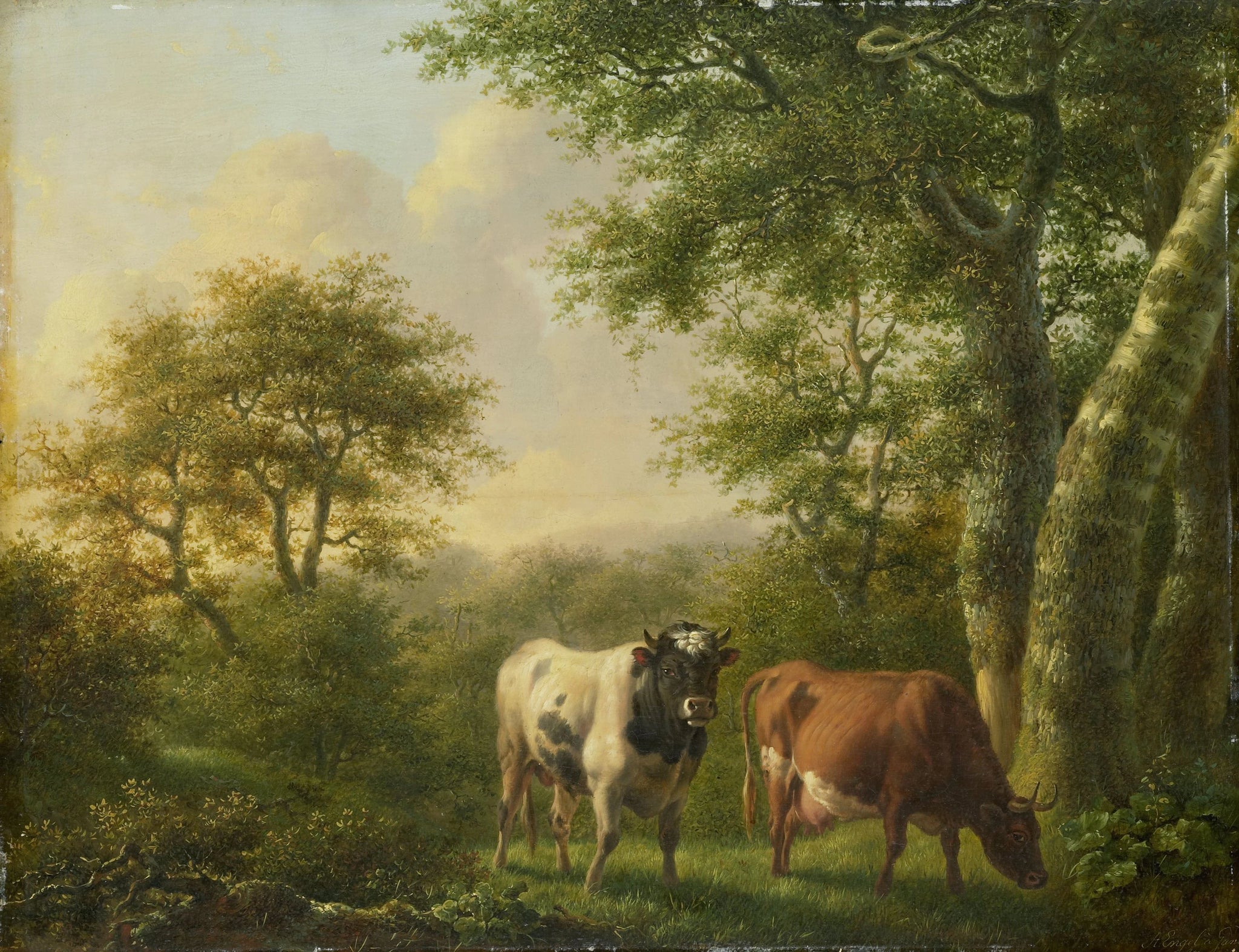 Paysage avec du bétail - Adolf Karel Maximiliaan Engel