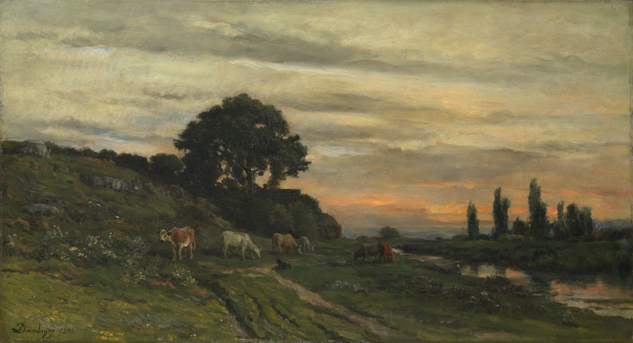 Paysage avec du bétail au bord d'un ruisseau - Charles-François Daubigny