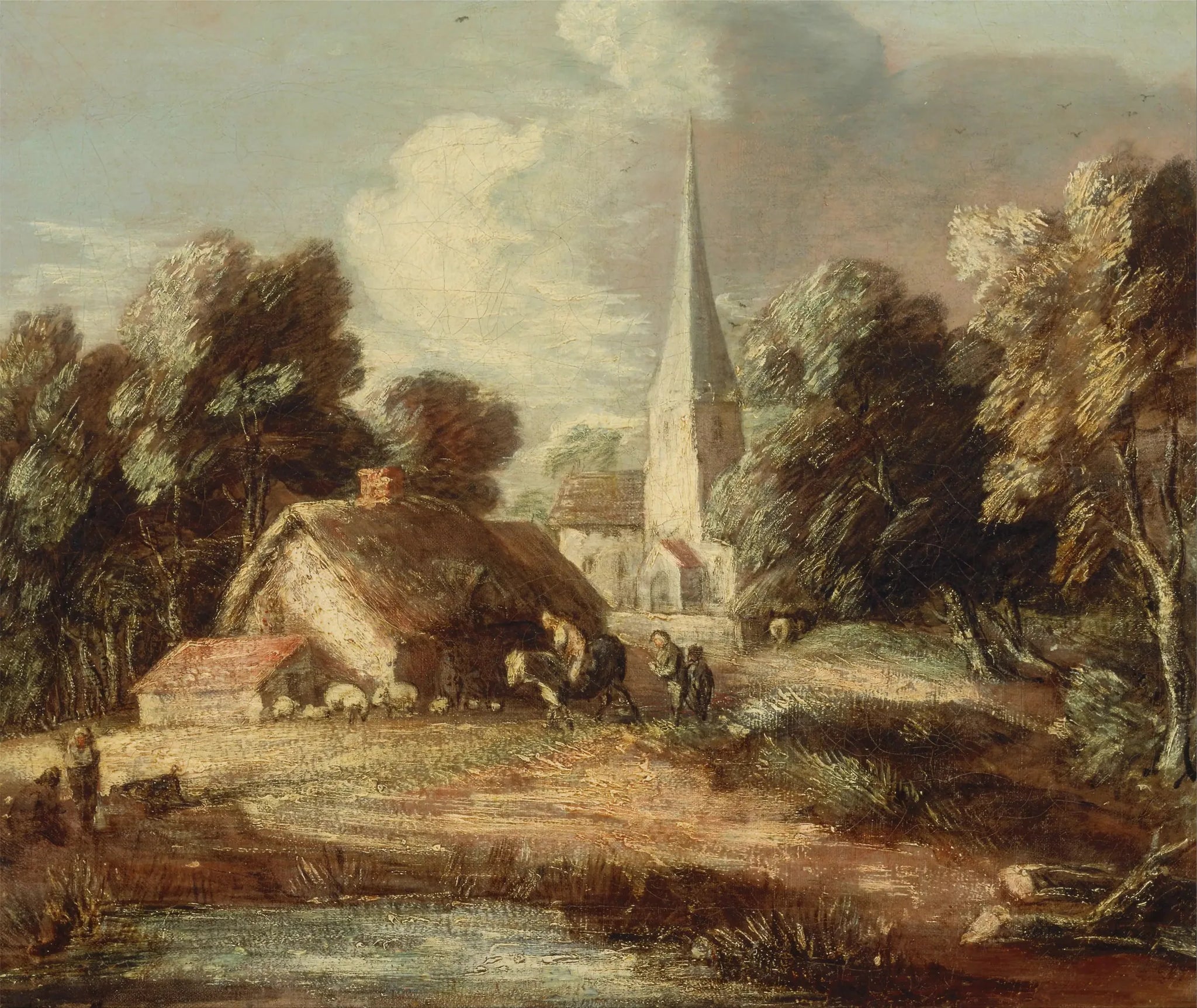 Paysage avec chalet et église - Thomas Gainsborough image 1 reproduction réalisée par Alpha Reproduction
