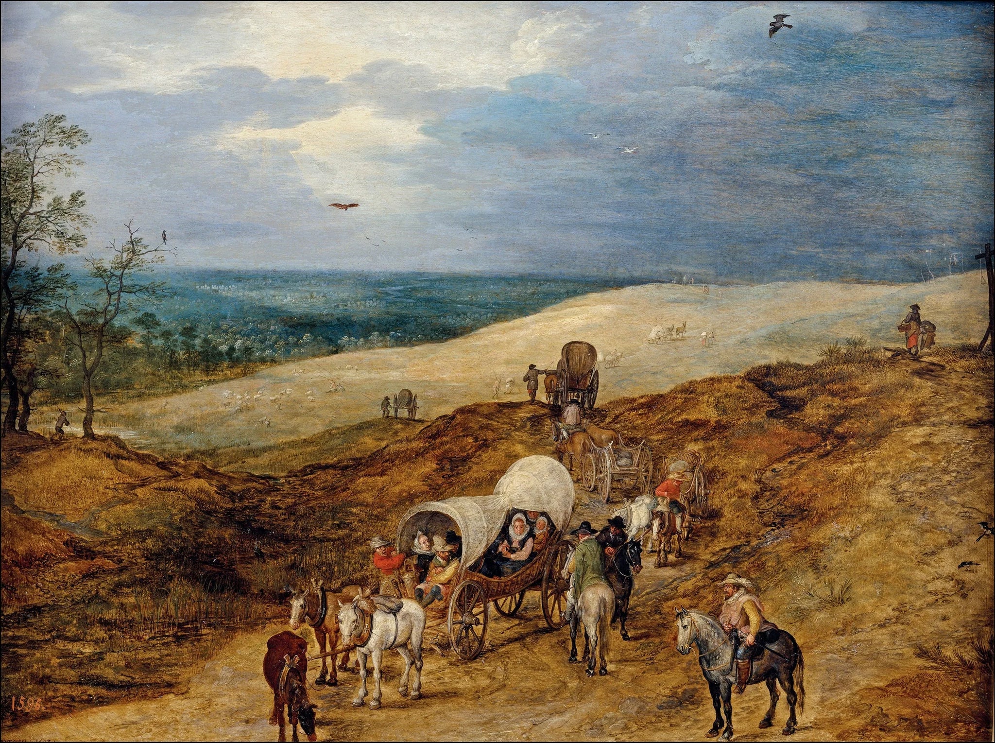 Paysage avec chariots - Jan Brueghel l'Ancien image 1 copie de tableau peinte à la main