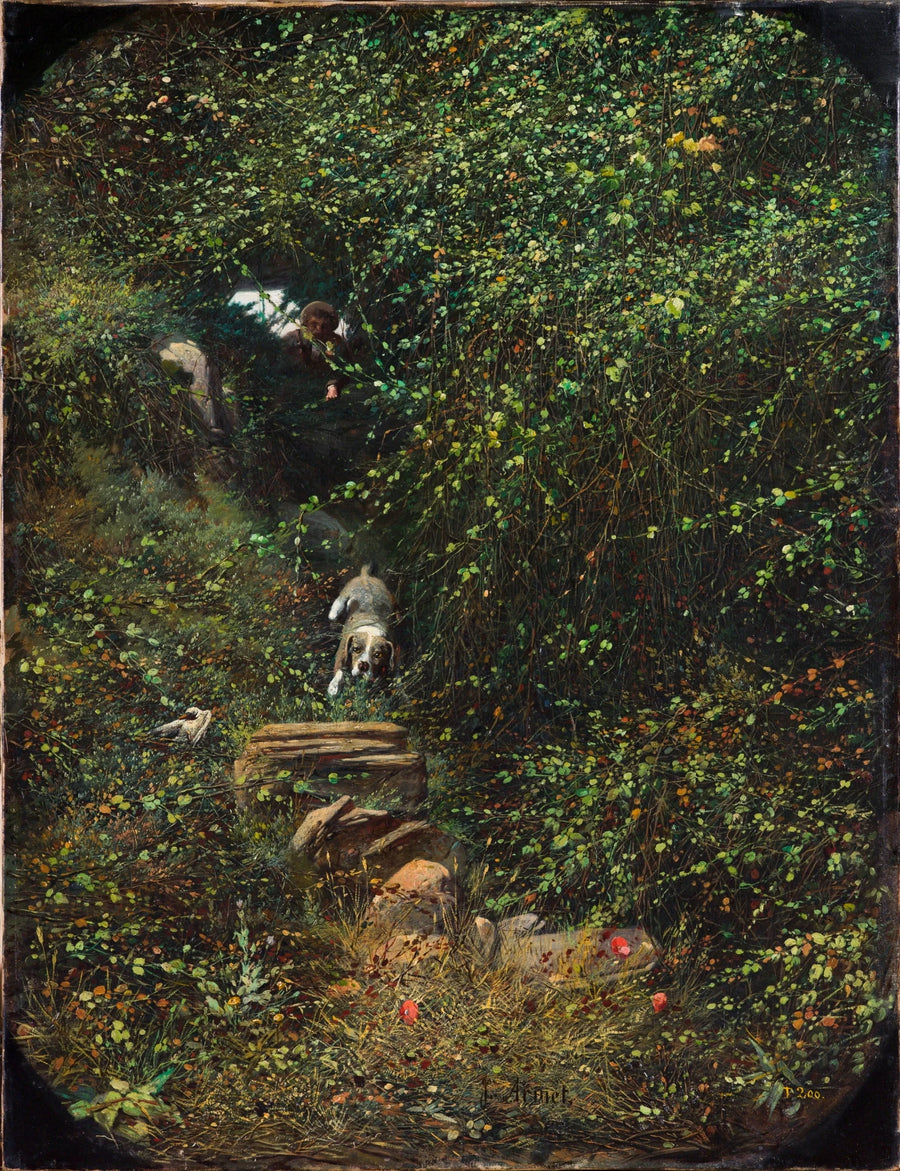 Paysage avec chasseur et chien - José Armet Portanell