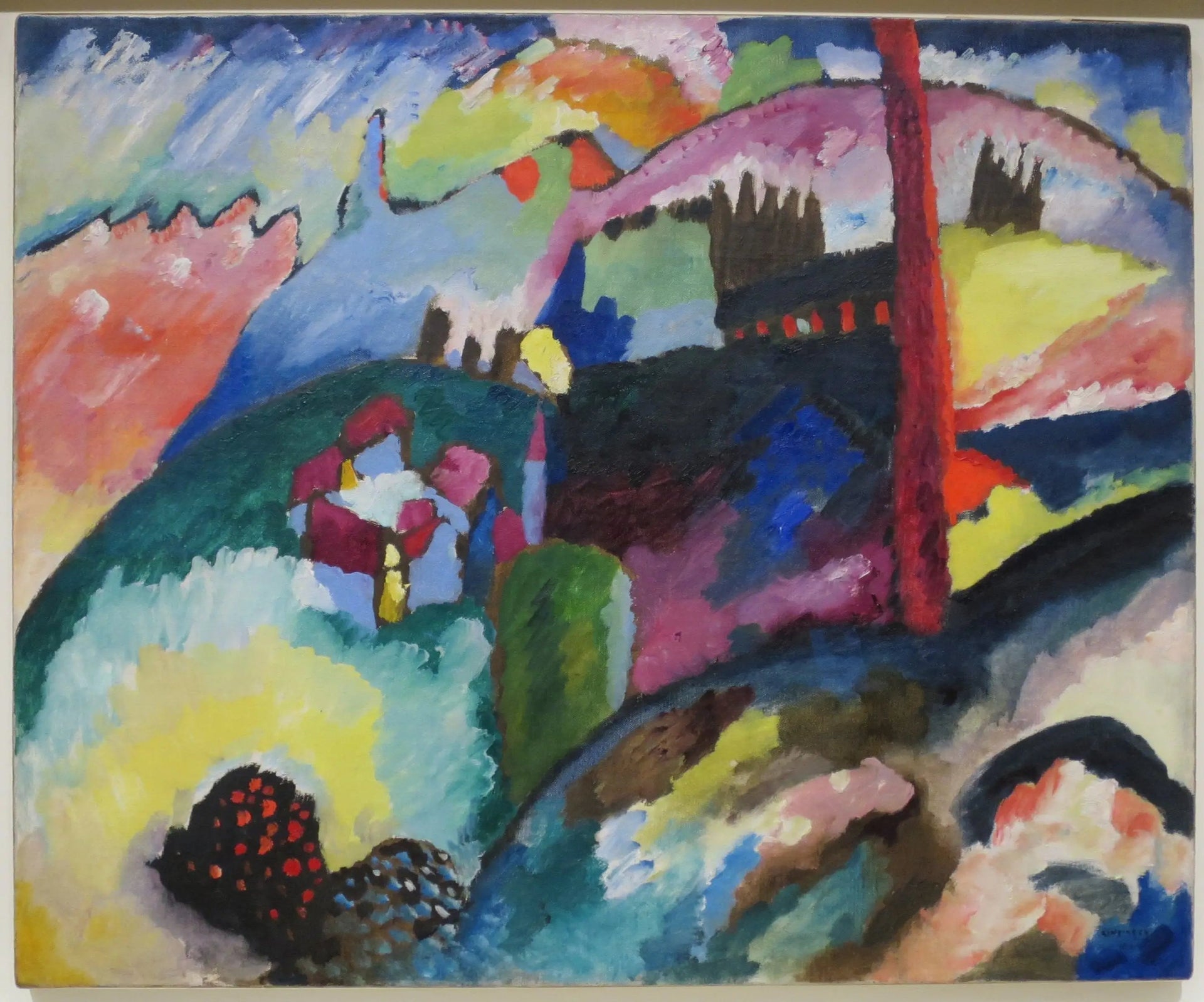 Paysage avec cheminée d'usine - Vassily Kandinsky image 1 copie de tableau peinte à la main