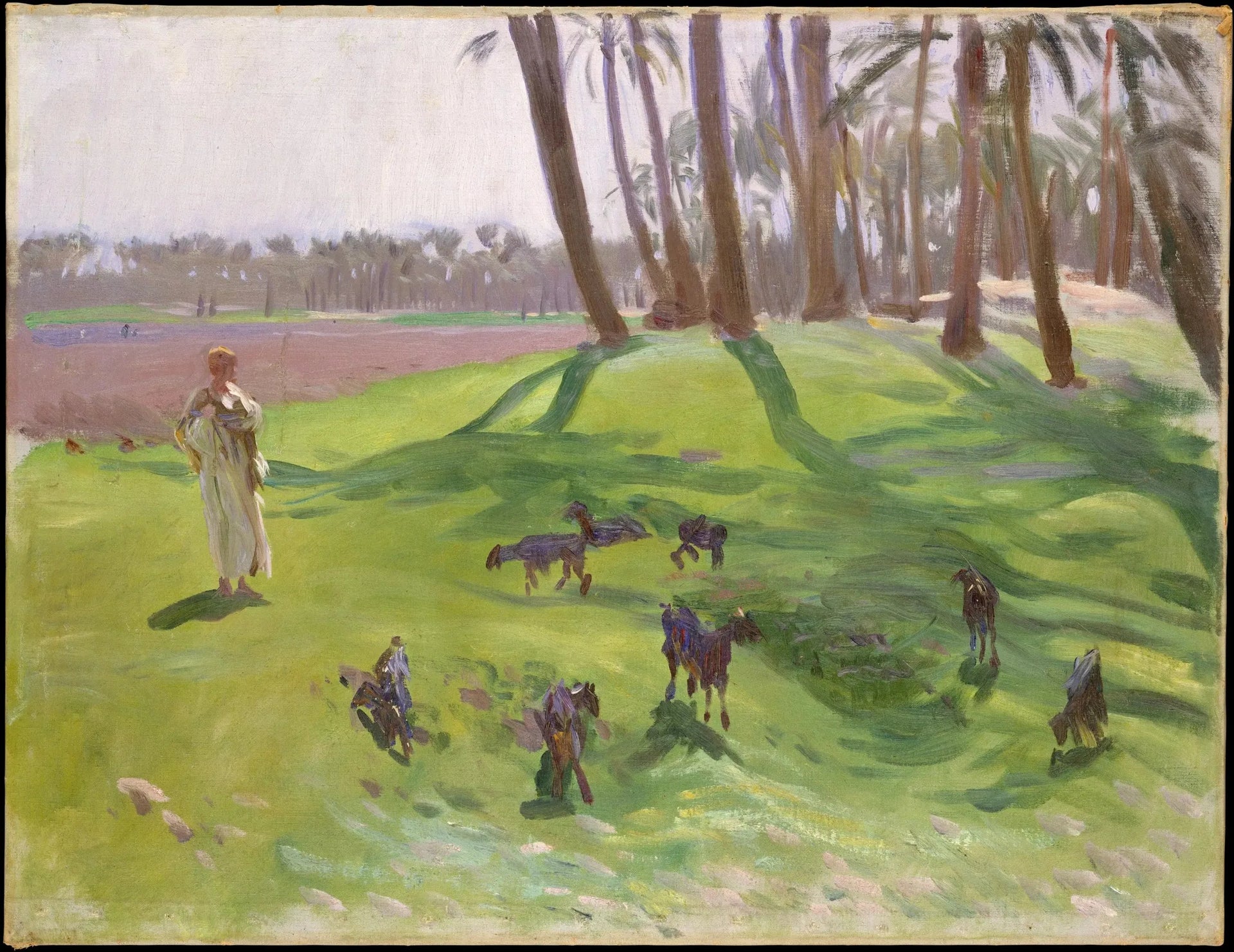 Paysage avec chevrier - John Singer Sargent image 1 copie peinte à la main à l’huile