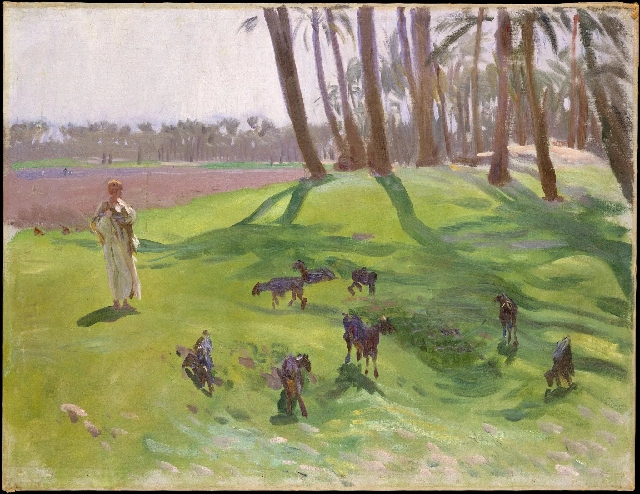 Paysage avec chevrier - John Singer Sargent image 1 copie peinte à la main à l’huile