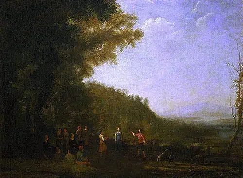 Paysage avec danse de paysans - Claude Lorrain image 1 tableau peint à l’huile sur toile