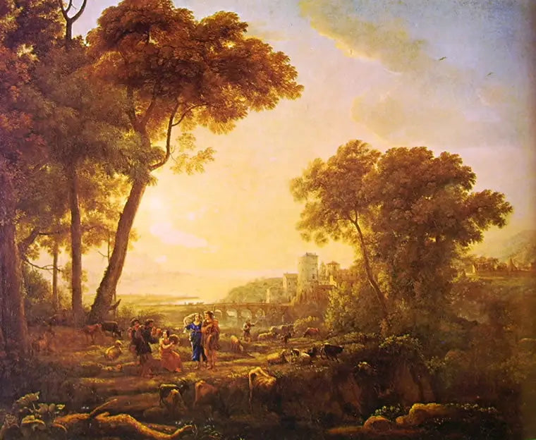 Paysage avec des bergers musiciens - Claude Lorrain image 1 reproduction d’œuvre d’art à l’huile