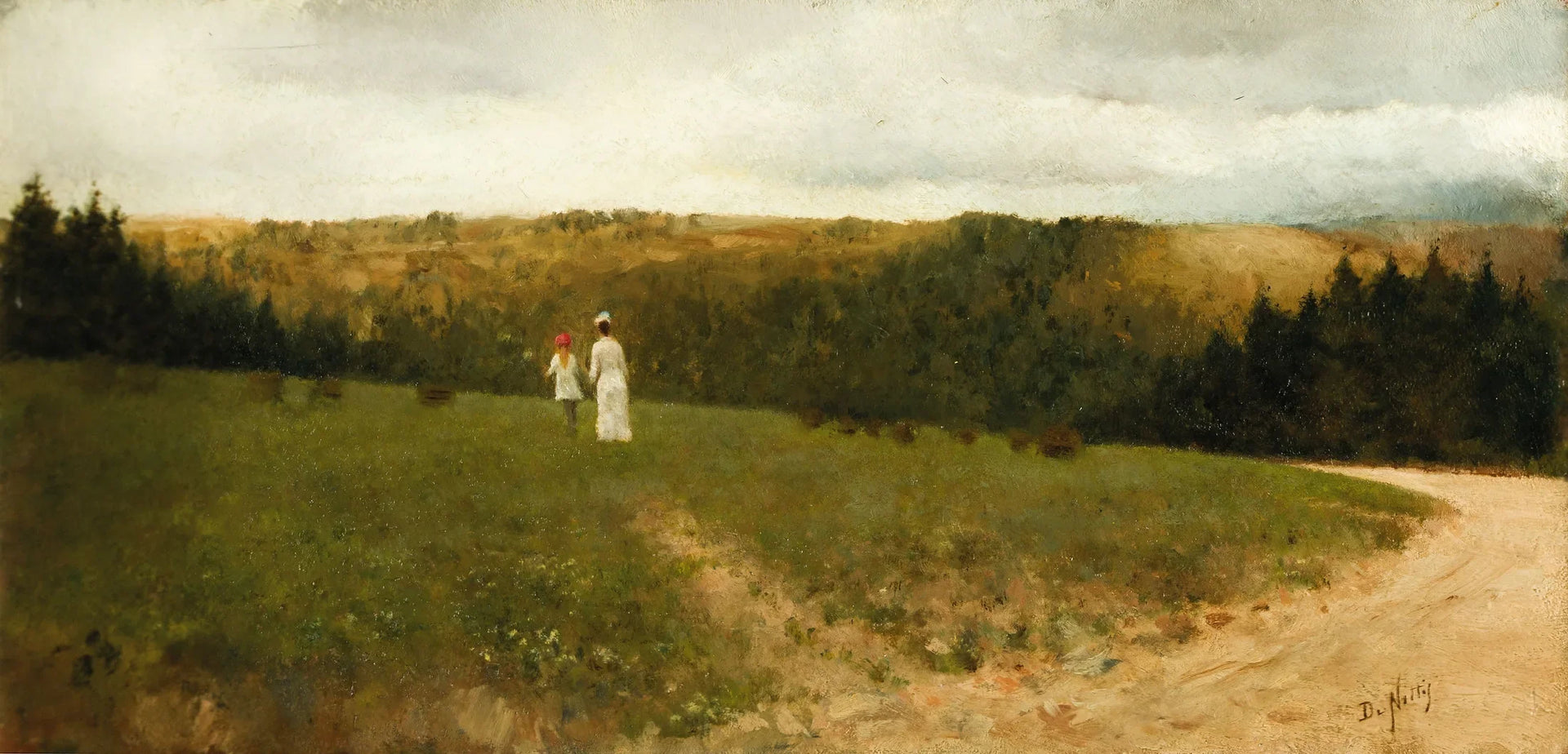 Paysage avec des figures - Giuseppe De Nittis image 1 copie peinte à la main à l’huile