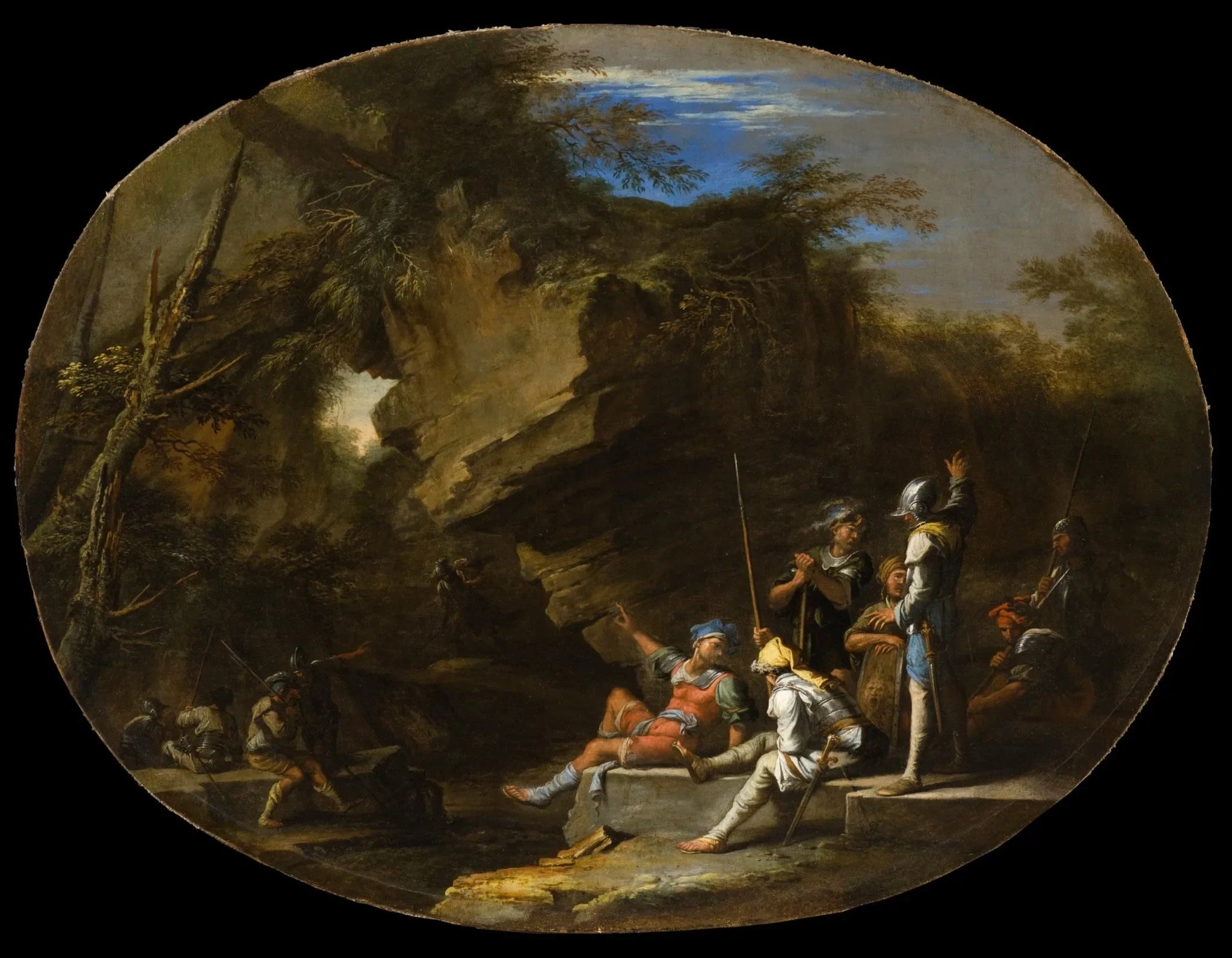 Paysage avec des hommes armés - Salvator Rosa image 1 copie peinte à la main à l’huile