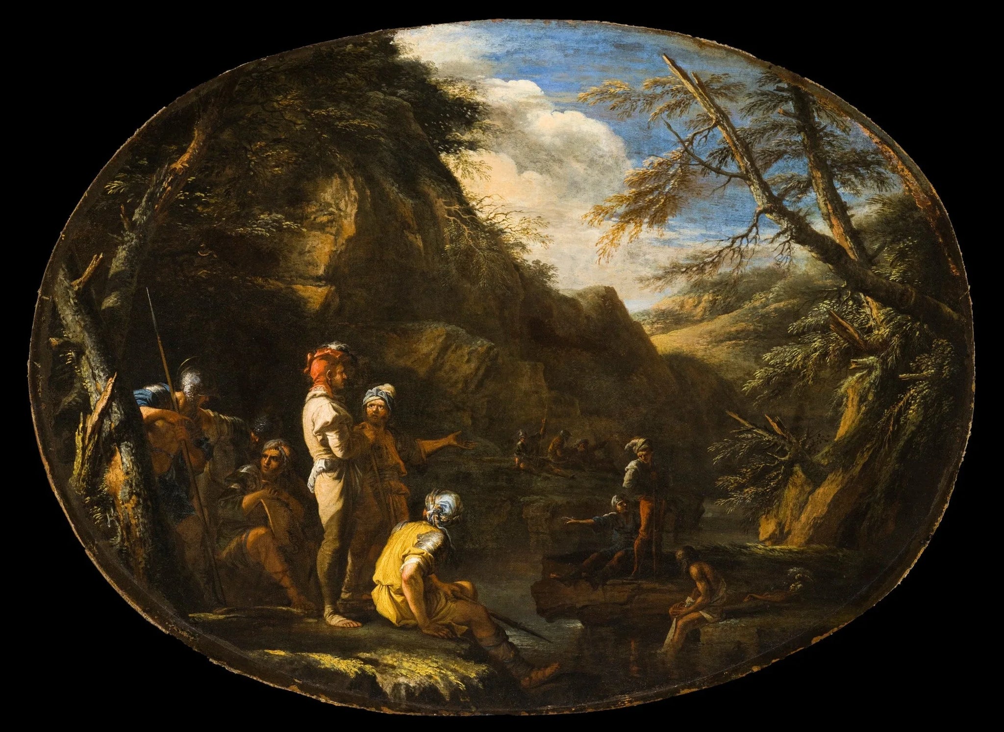 Paysage avec des hommes armés - Salvator Rosa image 1 reproduction d’œuvre d’art à l’huile