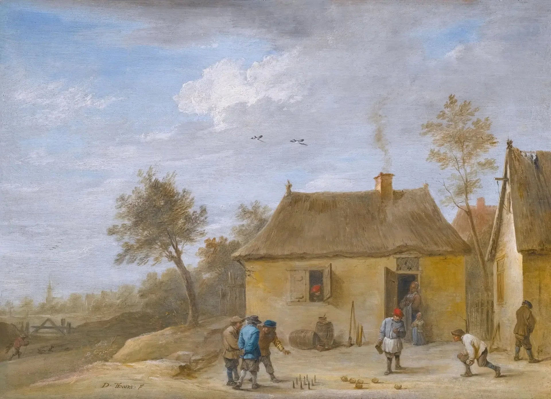 Paysage avec des joueurs de quilles - David Teniers le Jeune image 1 reproduction artisanale de tableau